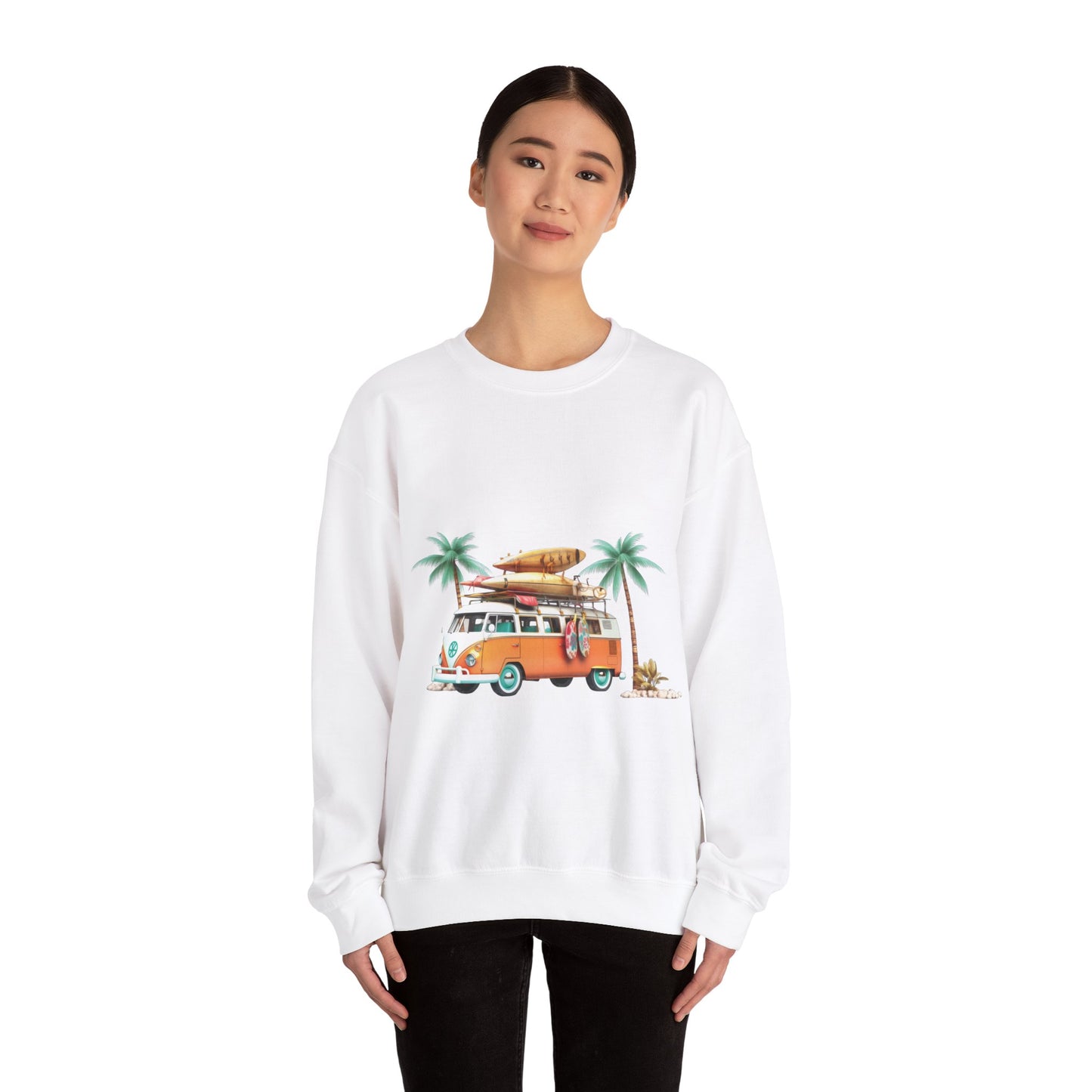 Retro Surf Van - Unisex Heavy Blend™ Crewneck Sweatshirt