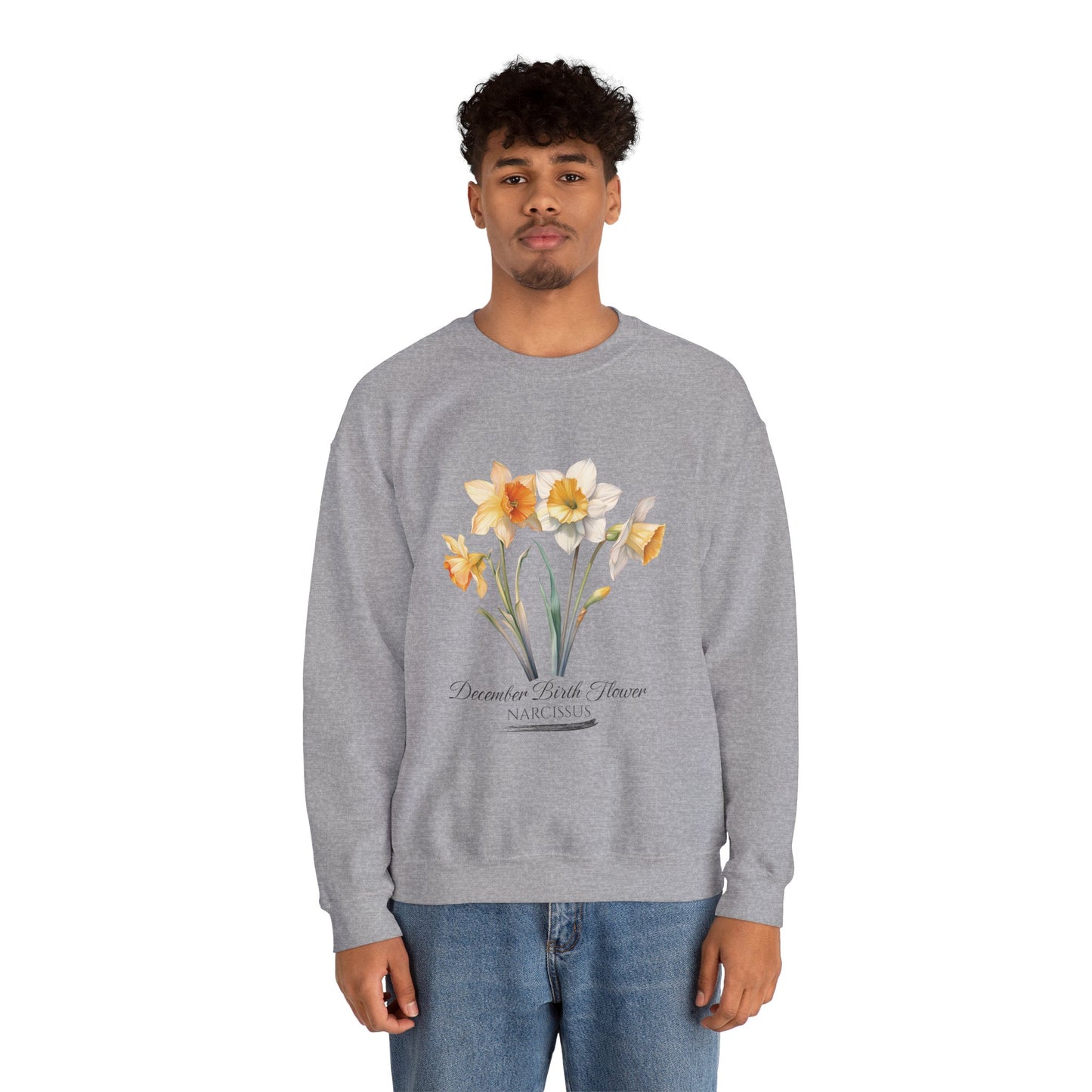 December Birth Flower (Narcisus) - Unisex Heavy Blend™ Crewneck Sweatshirt