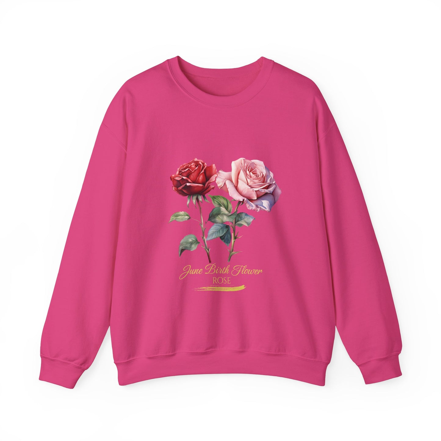 June Birth Flower (Rose) - Unisex Heavy Blend™ Crewneck Sweatshirt