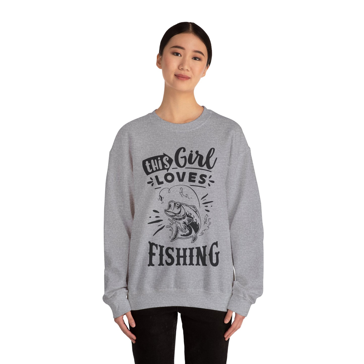 This girl loves fishing - Unisex Heavy Blend™ Crewneck Sweatshirt