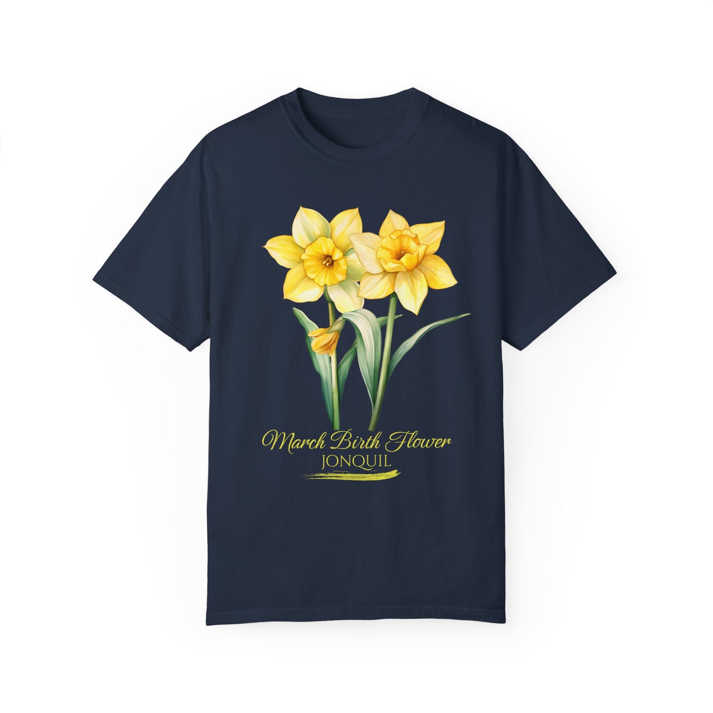 March Birth Flower "Jonquil" (For Print on Dark Fabric) - Unisex Garment-Dyed T-shirt