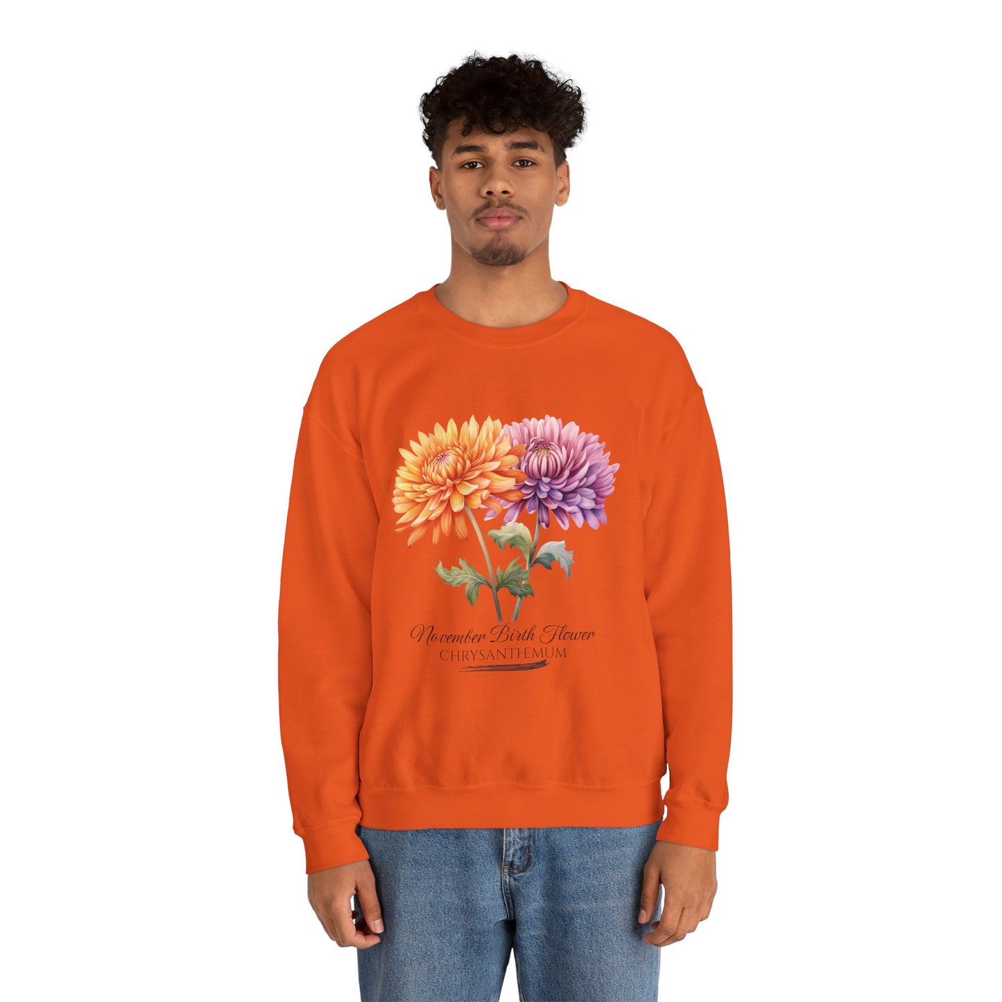 November Birth Flower (Chrysanthemum) - Unisex Heavy Blend™ Crewneck Sweatshirt