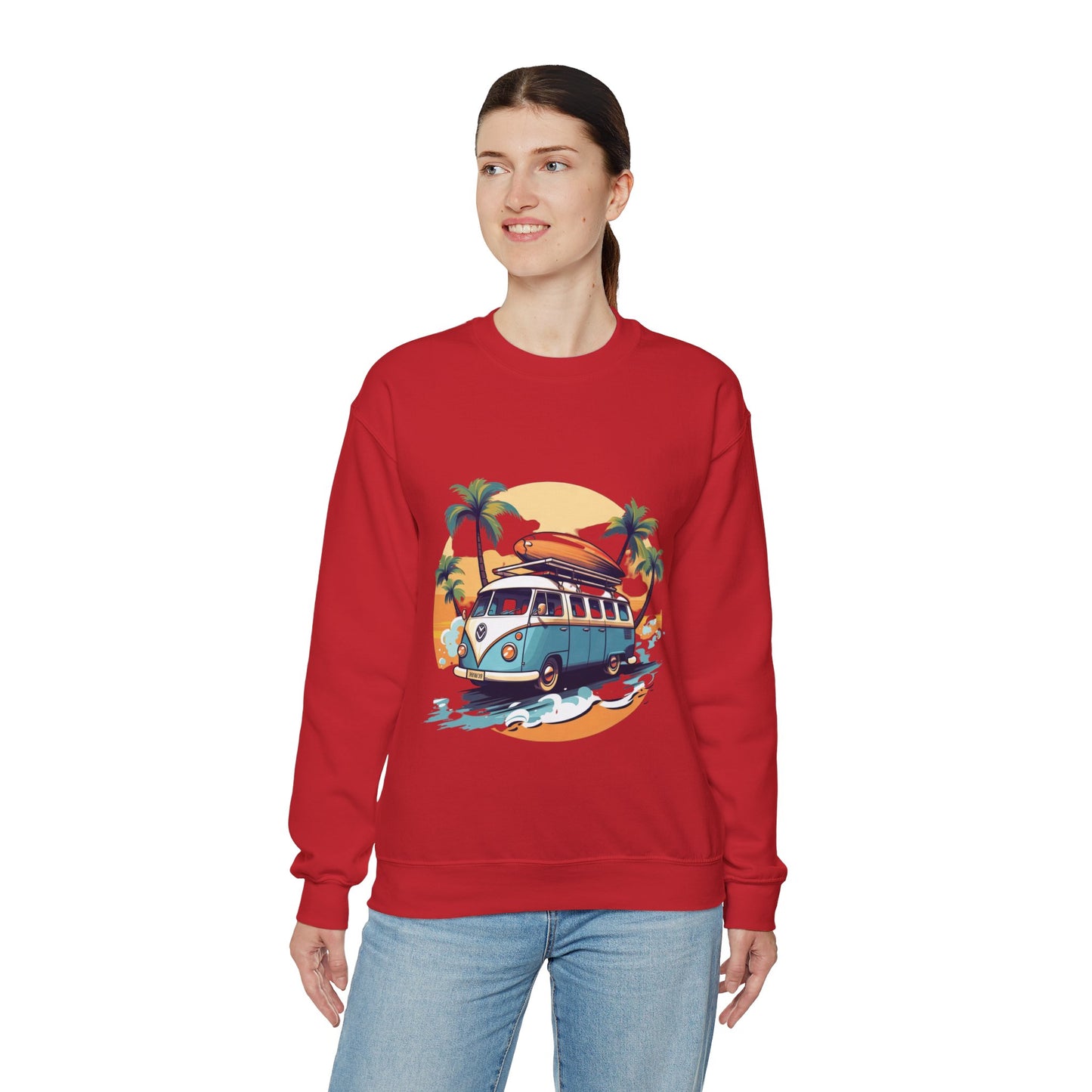 Retro Surf Van - Unisex Heavy Blend™ Crewneck Sweatshirt