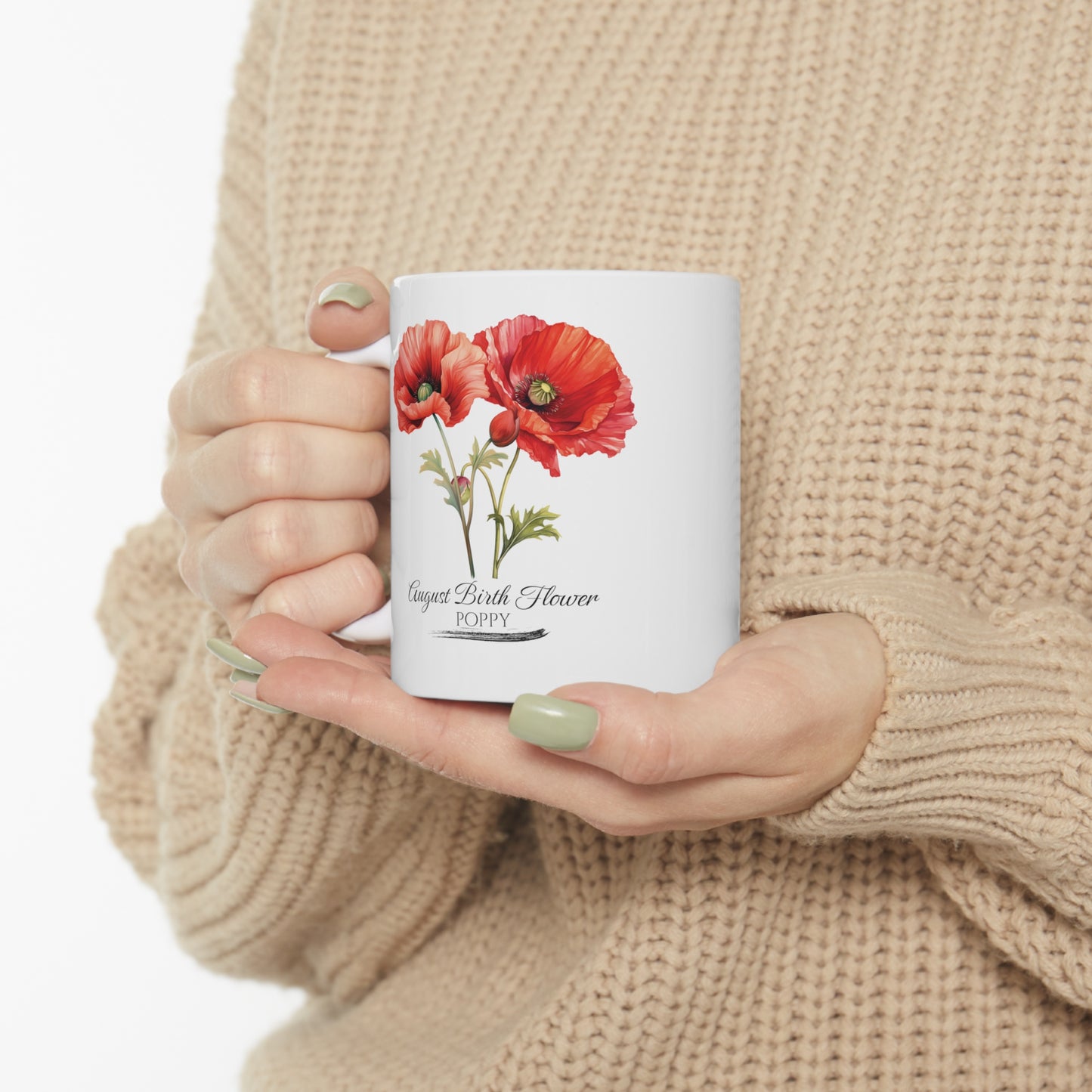 August Birth Flower (Poppy): Ceramic Mug 11oz