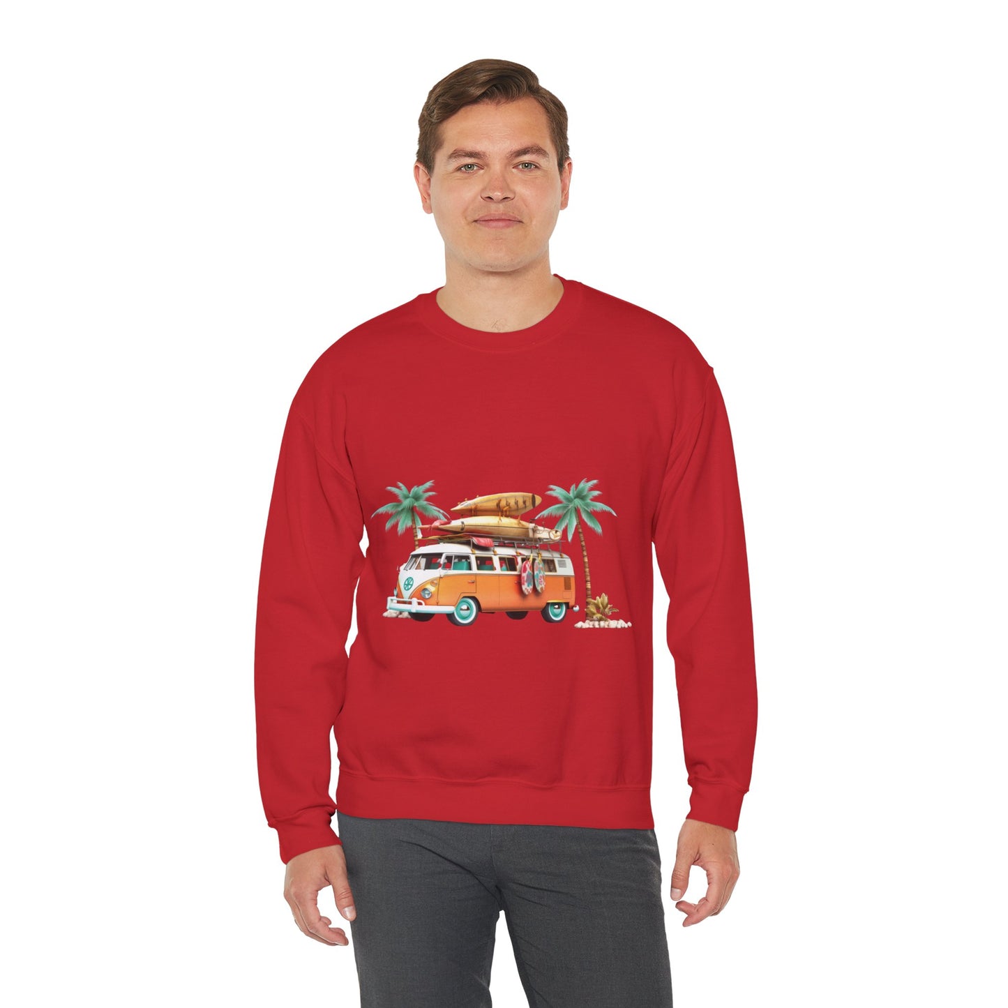 Retro Surf Van - Unisex Heavy Blend™ Crewneck Sweatshirt