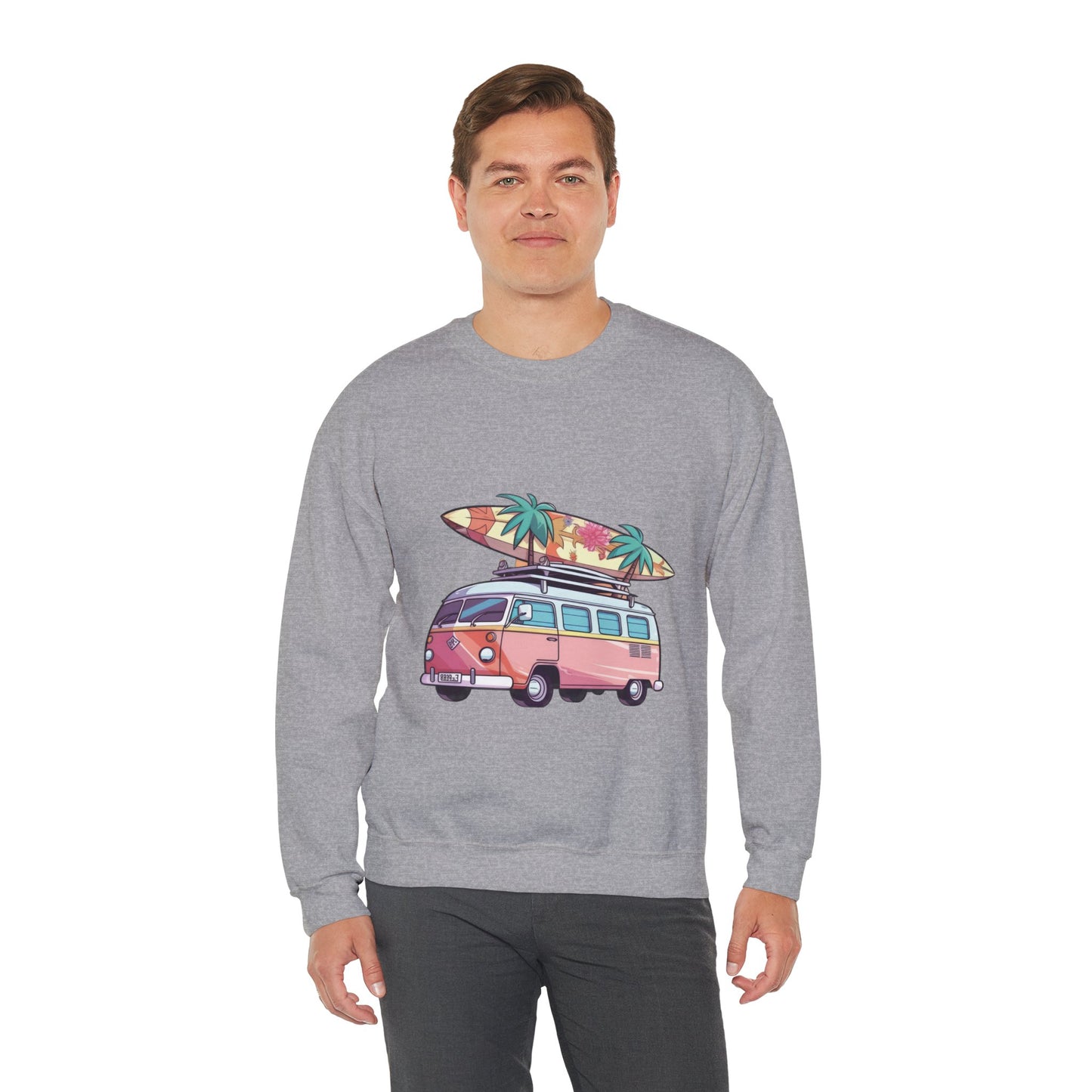 Retro Surf Van - Unisex Heavy Blend™ Crewneck Sweatshirt