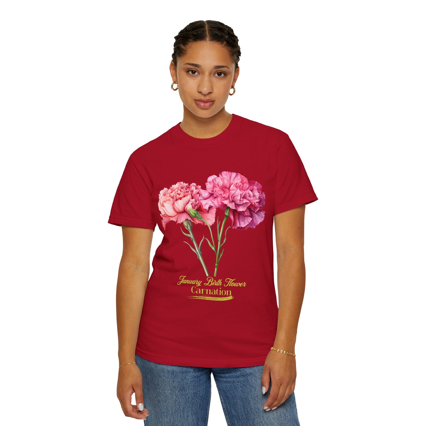 January Birth Flower "Daffodil" (For Print on Dark Fabric) - Unisex Garment-Dyed T-shirt