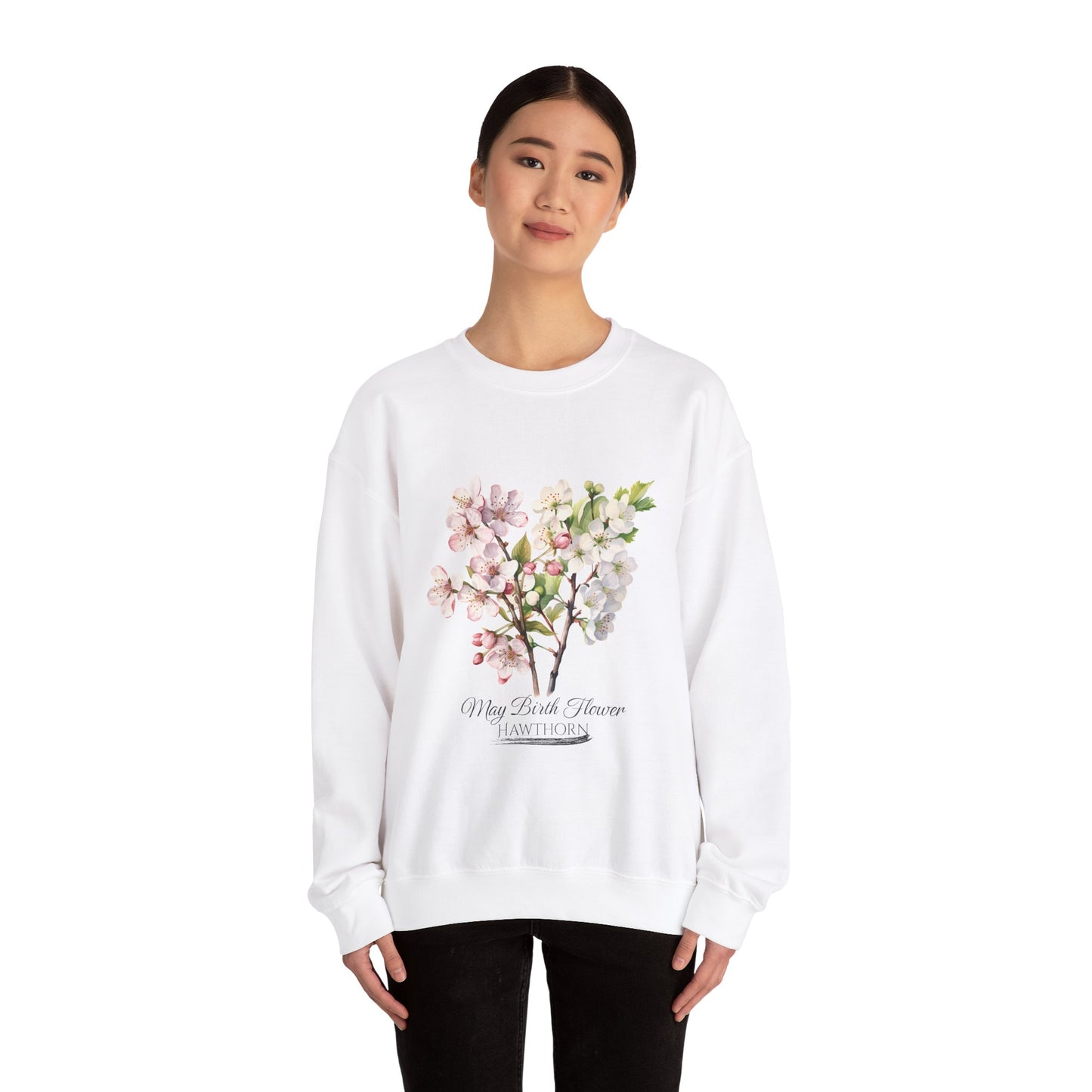 May Birth Flower (Hawthorn) - Unisex Heavy Blend™ Crewneck Sweatshirt