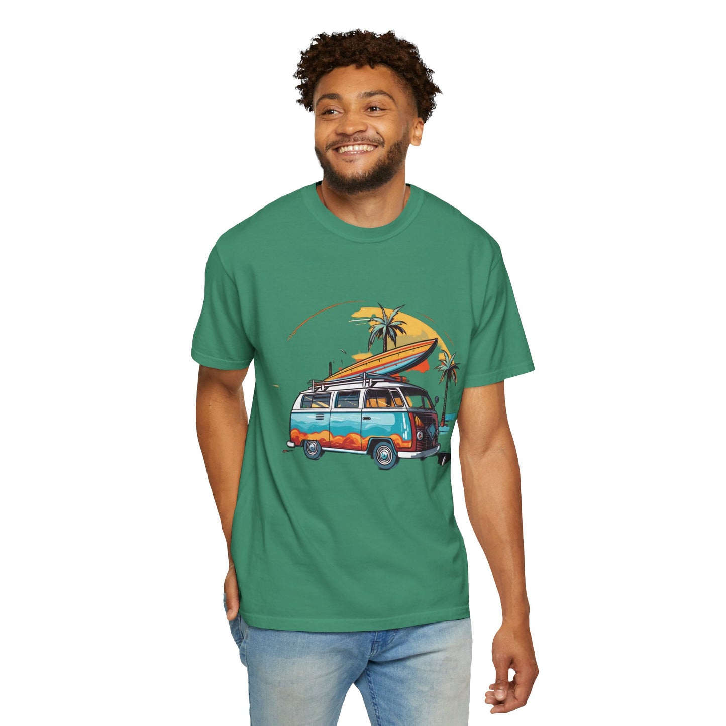 Retro Surf Van: Unisex Garment-Dyed T-shirt