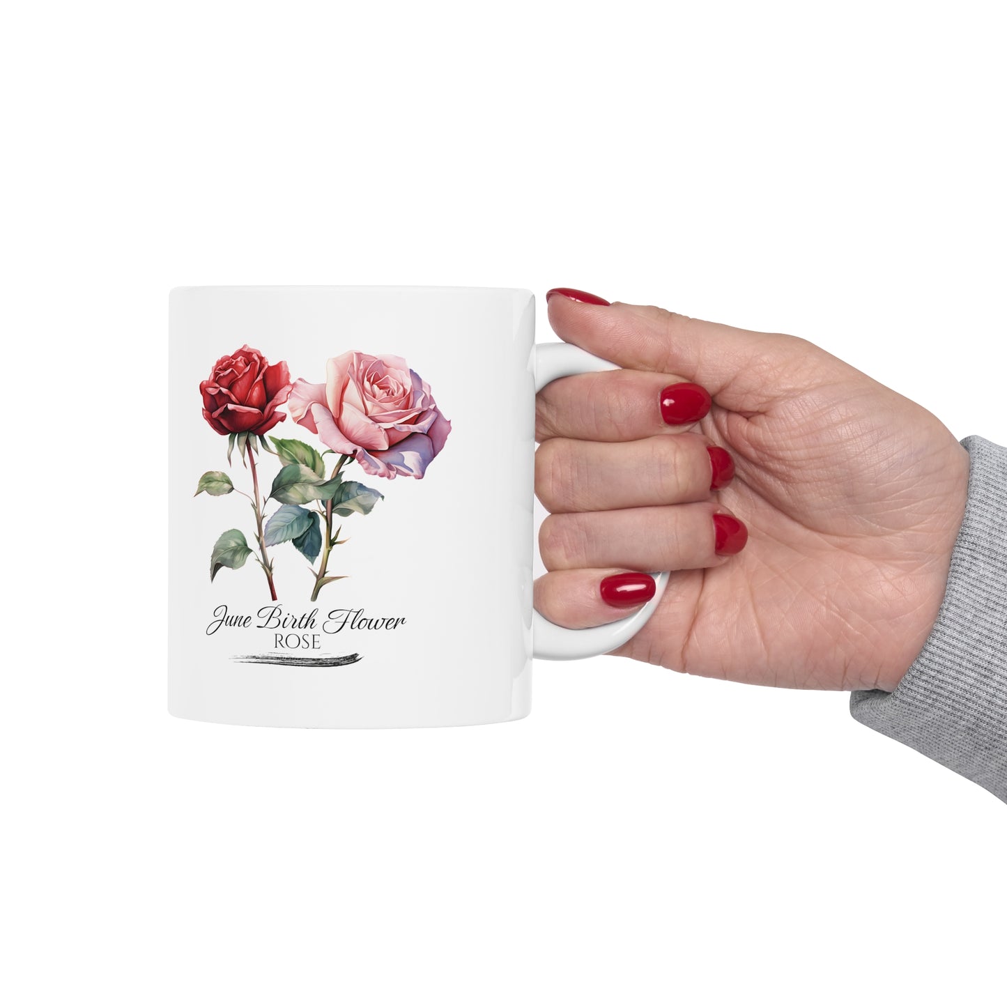 June Birth Flower (Rose): Ceramic Mug 11oz