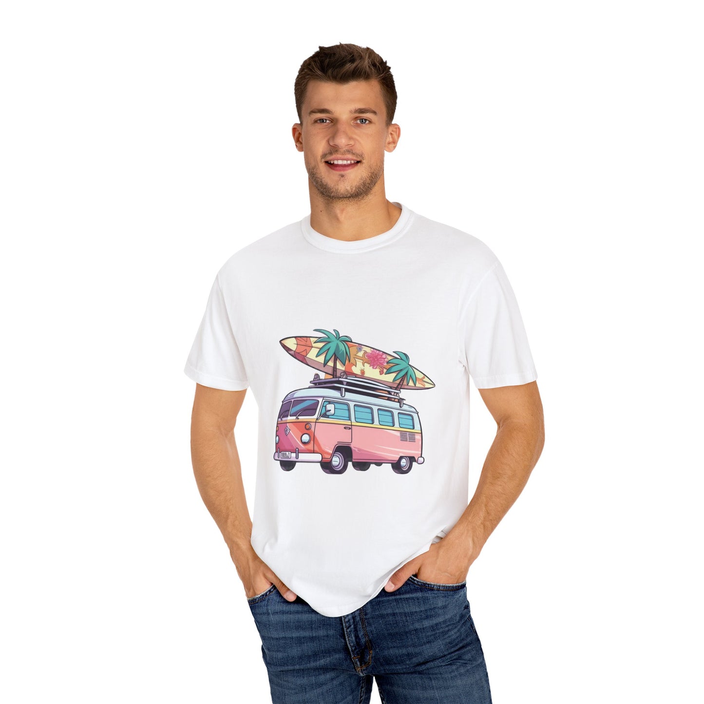 Retro Surf Van: Unisex Garment-Dyed T-shirt