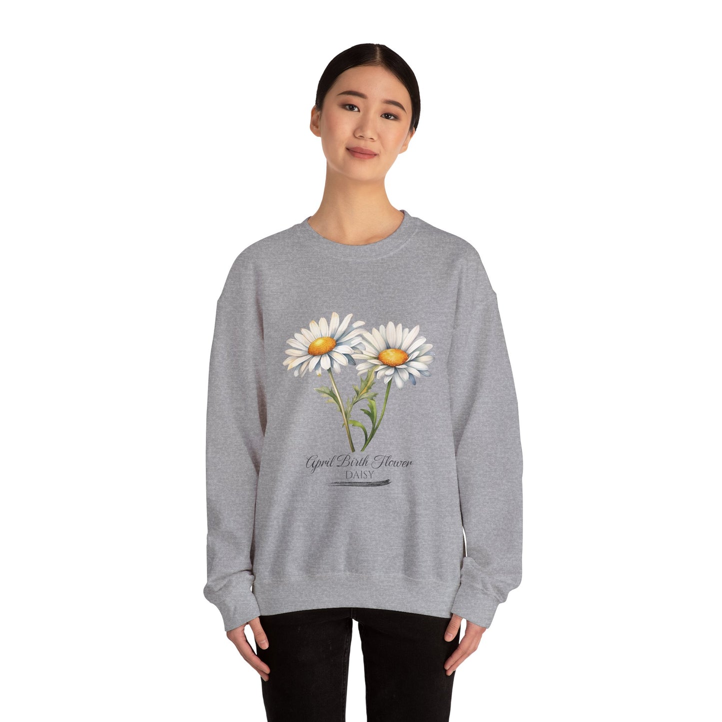 April Birth Flower (Daisy) - Unisex Heavy Blend™ Crewneck Sweatshirt