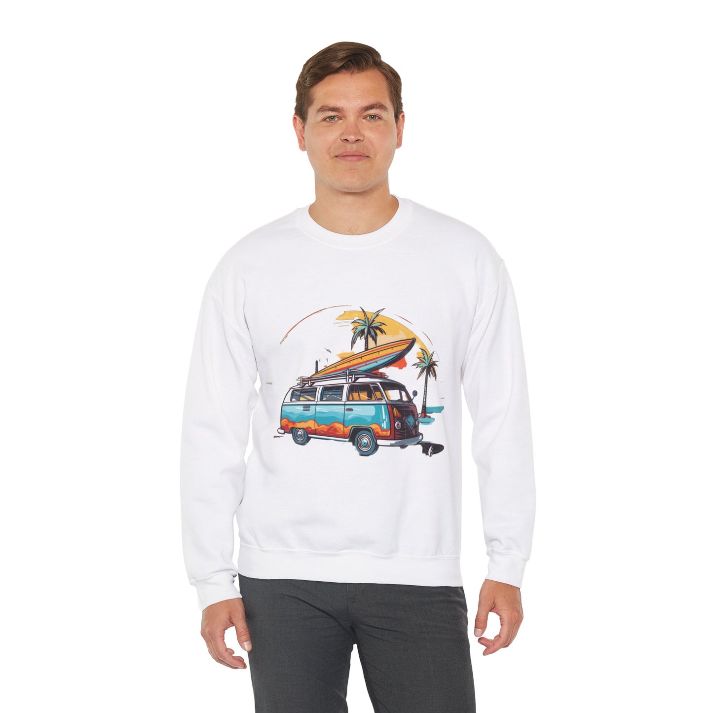 Retro Surf Van - Unisex Heavy Blend™ Crewneck Sweatshirt