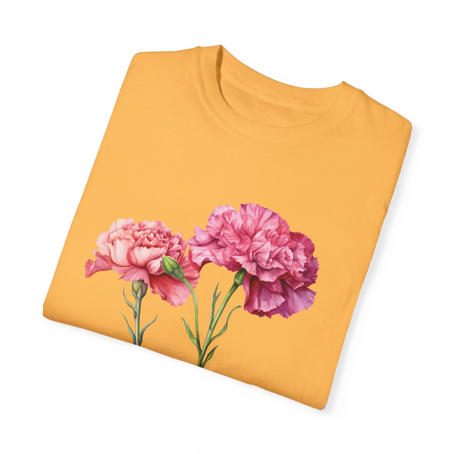 January Birth Flower "Carnation" - Unisex Garment-Dyed T-shirt