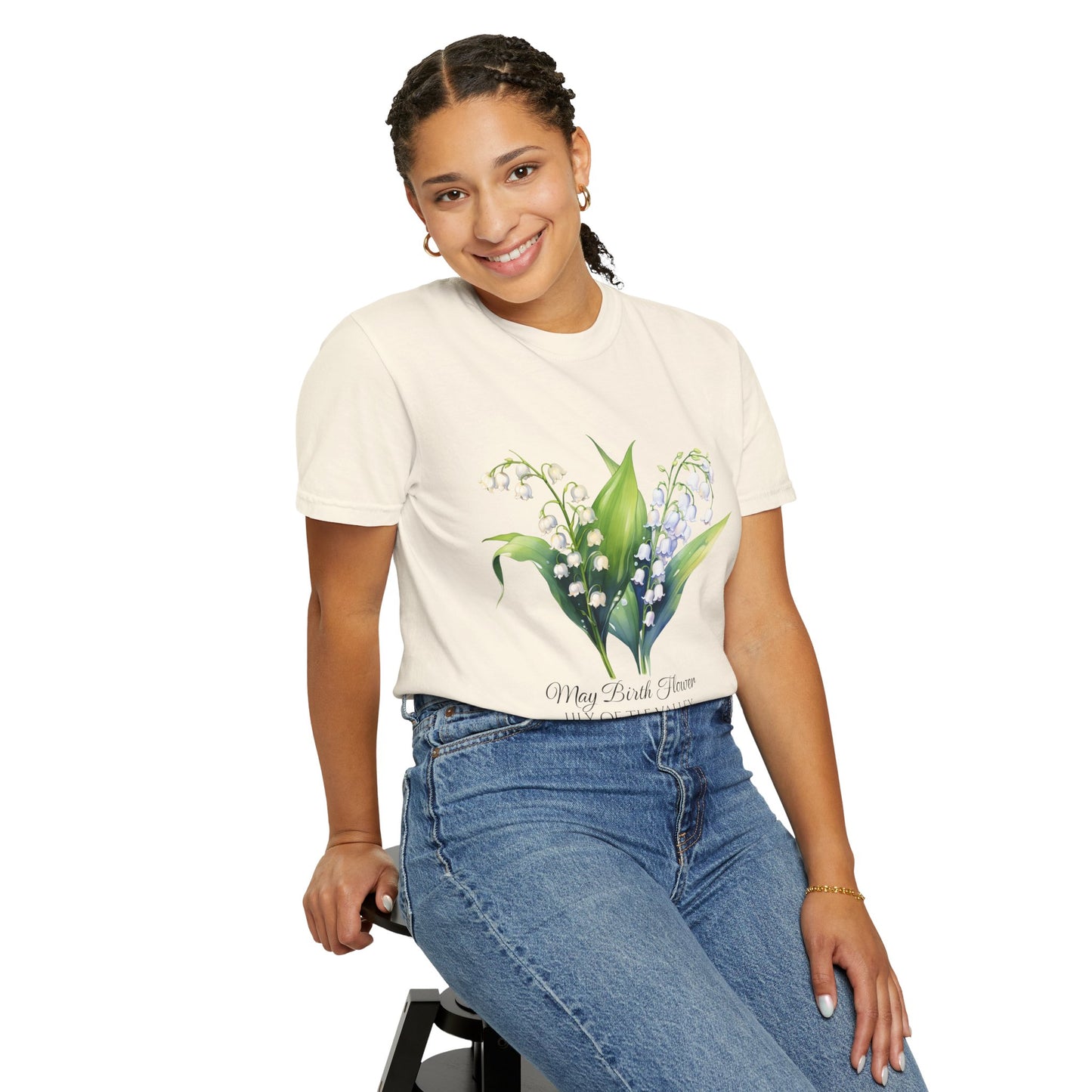 May Birth Flower "Lily of the Valley" - Unisex Garment-Dyed T-shirt