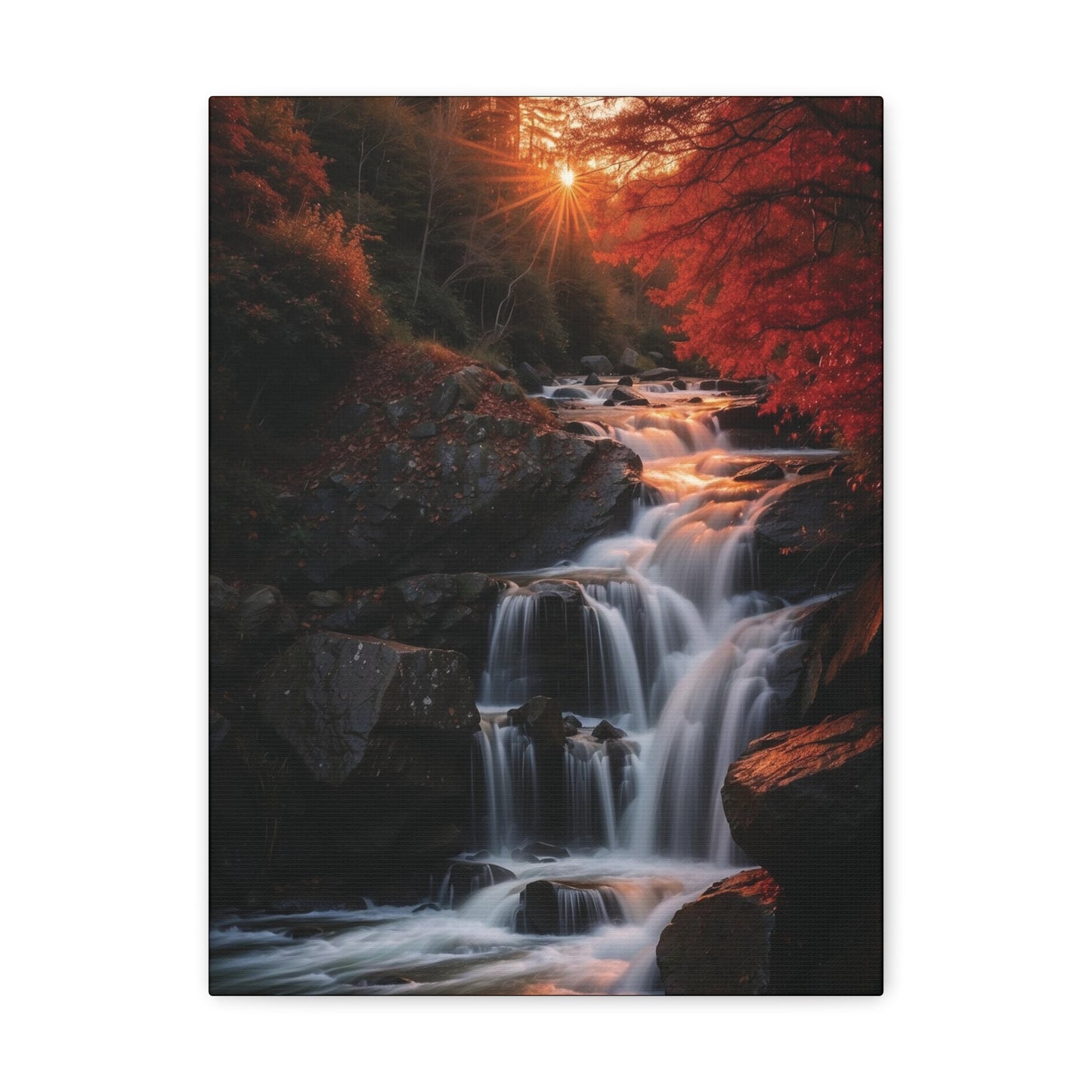 Sunrise Over the Waterfall: Canvas Gallery Wraps