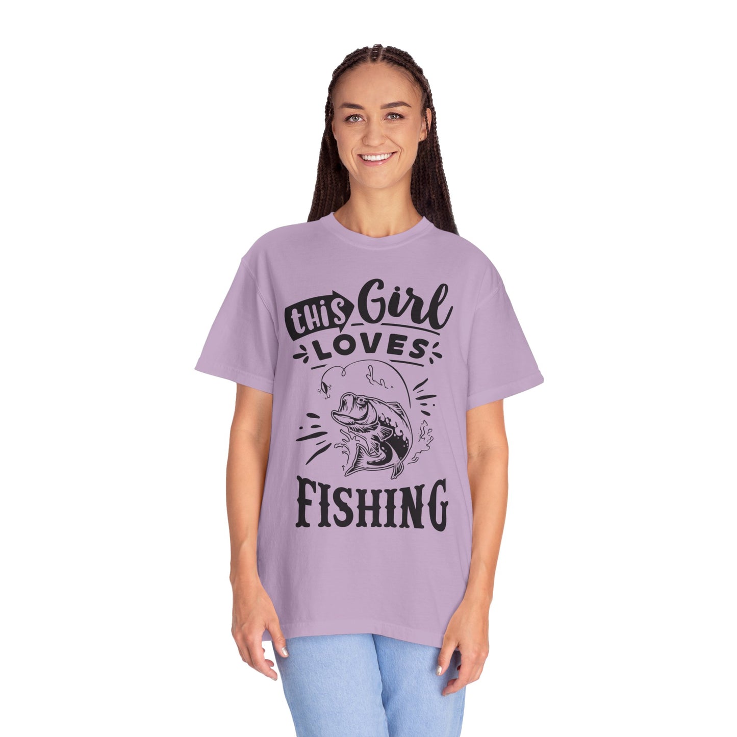 This girl loves fishing: Unisex Garment-Dyed T-shirt