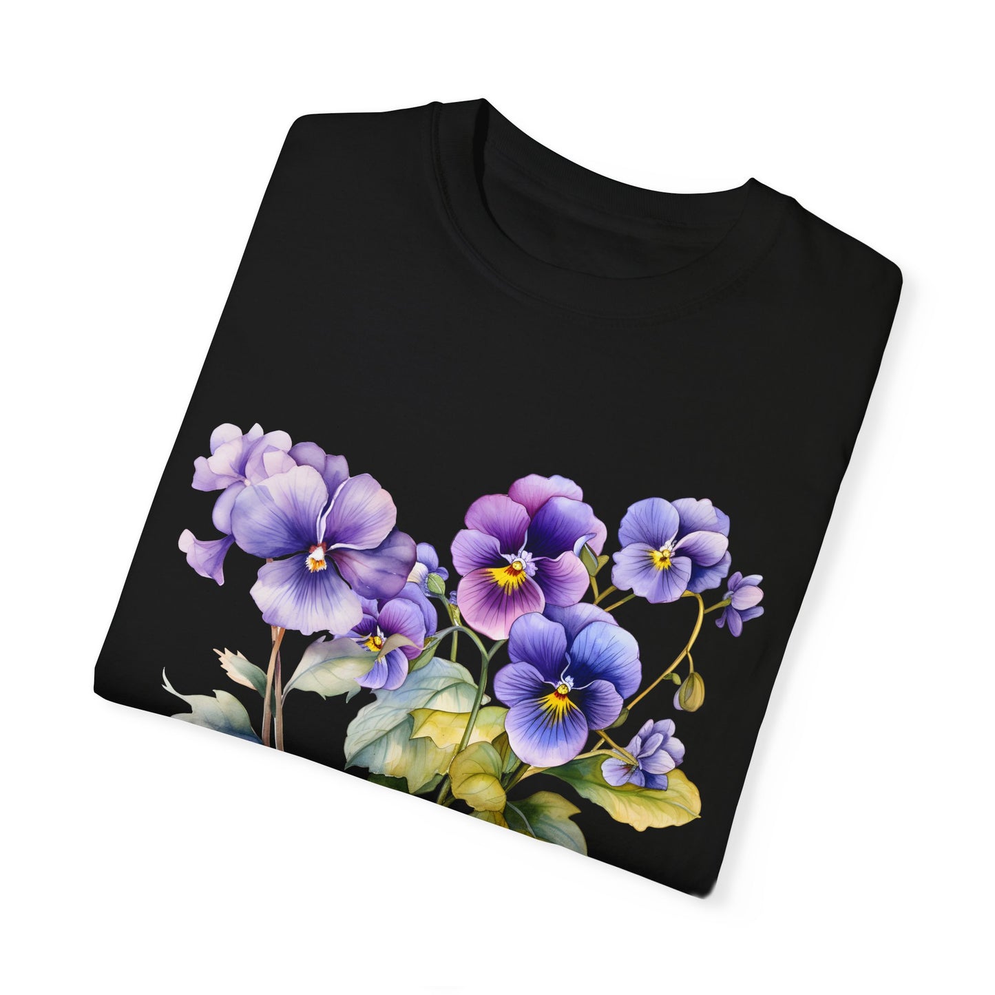 February Birth Flower "Violet" (For Dark Print) - Unisex Garment-Dyed T-shirt