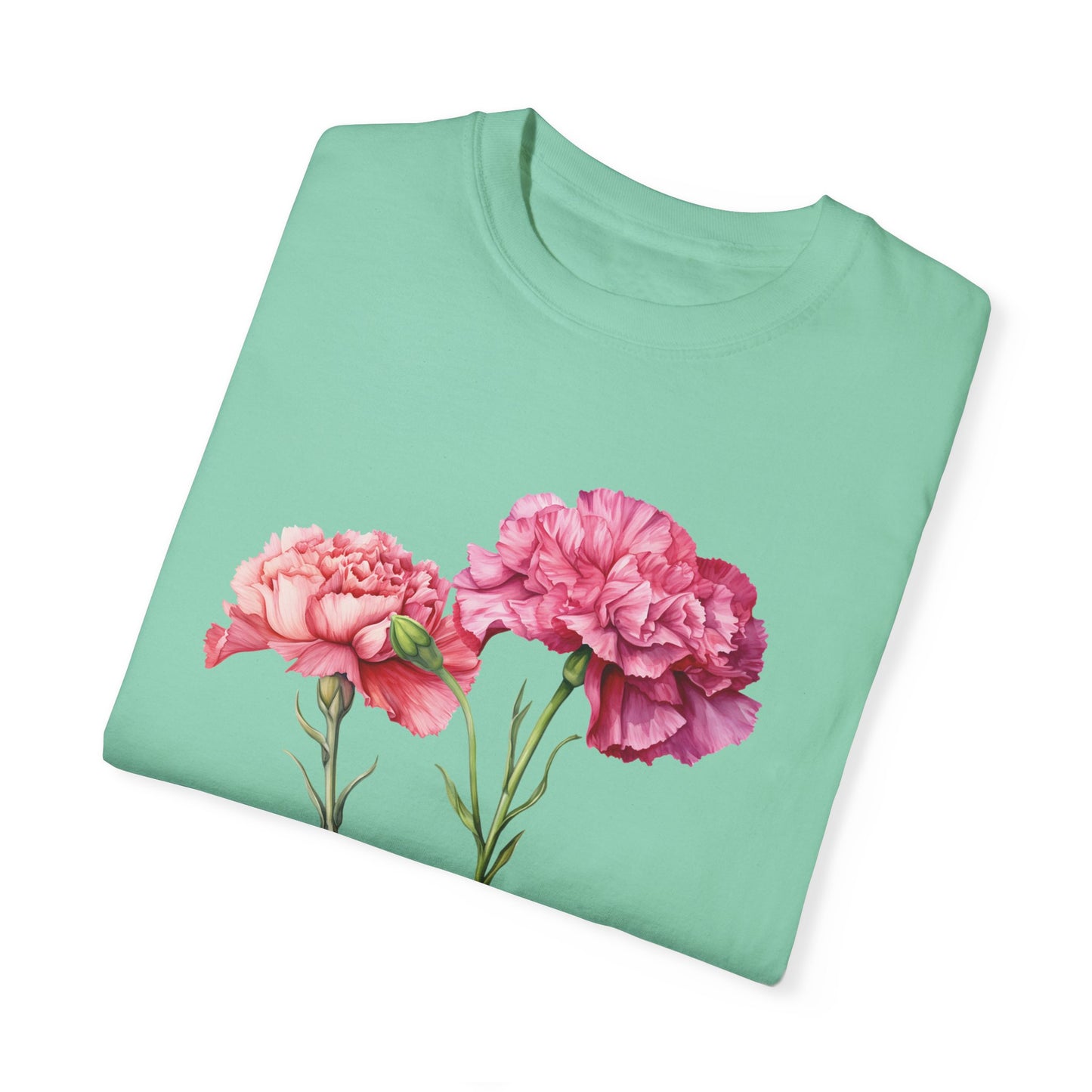 January Birth Flower "Carnation" - Unisex Garment-Dyed T-shirt