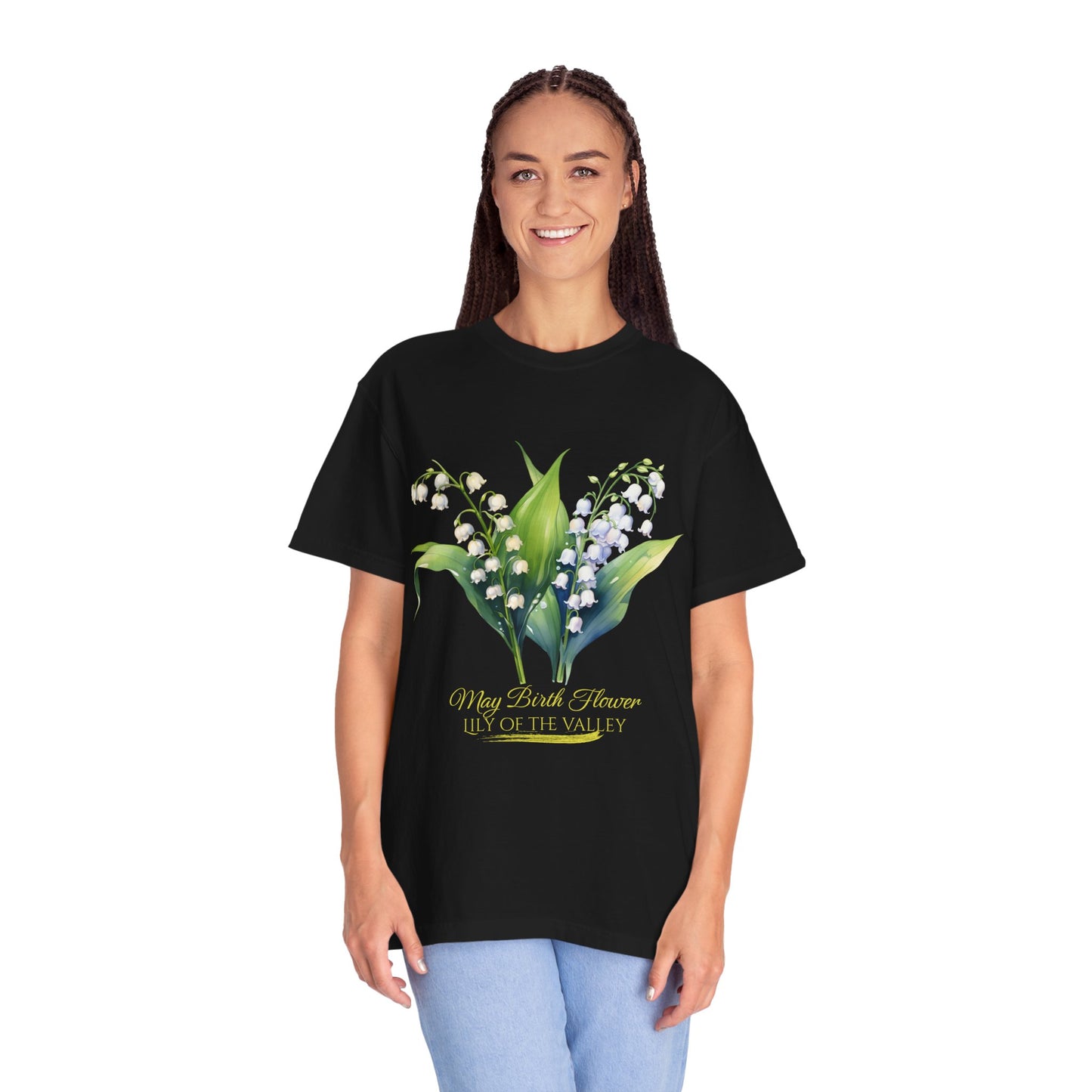 May Birth Flower "Lily of the Valley" (For Dark Fabric) - Unisex Garment-Dyed T-shirt