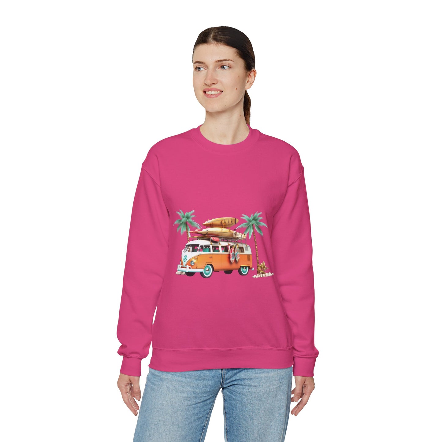 Retro Surf Van - Unisex Heavy Blend™ Crewneck Sweatshirt