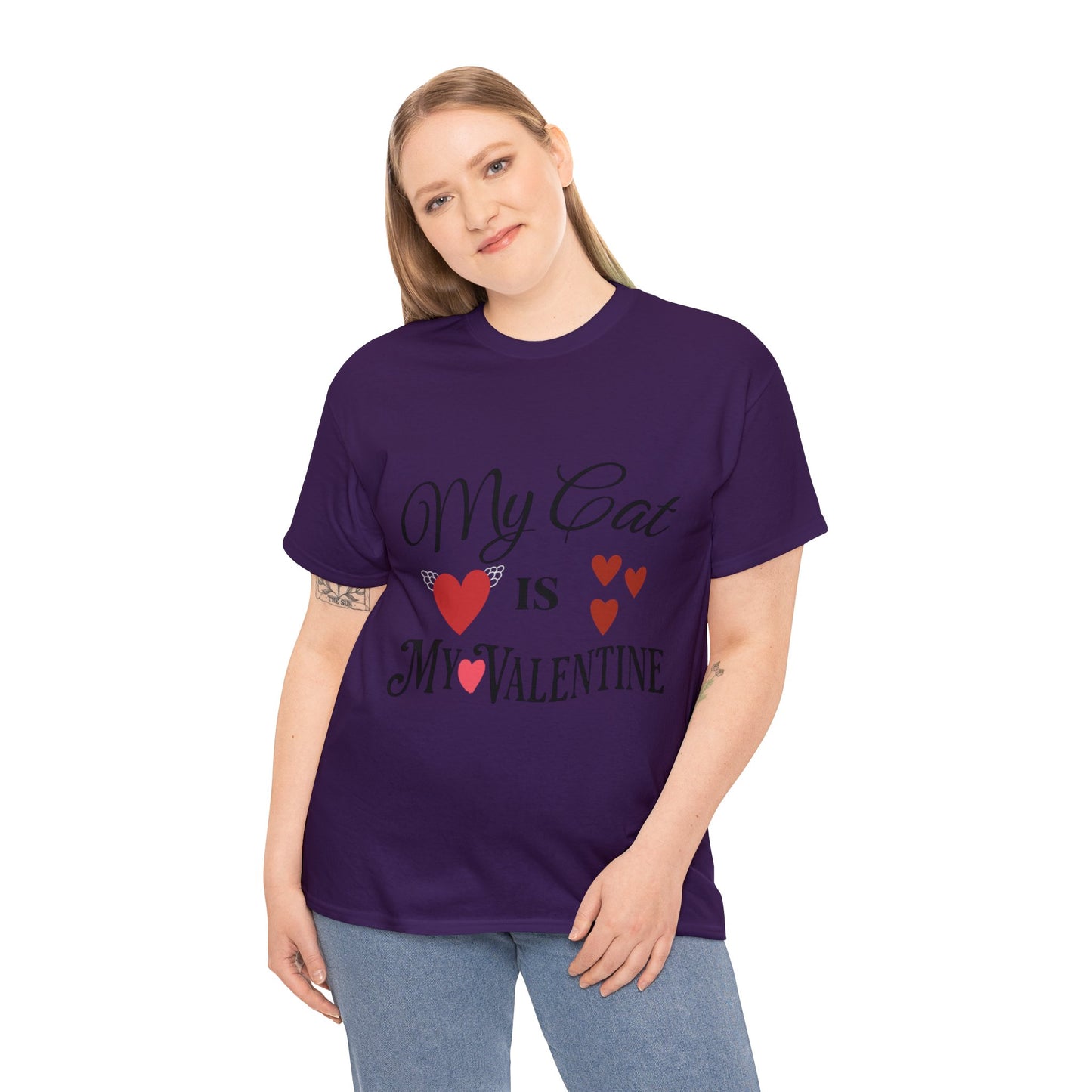 My Cat Is My Valentine1 - Unisex Heavy Cotton Tee