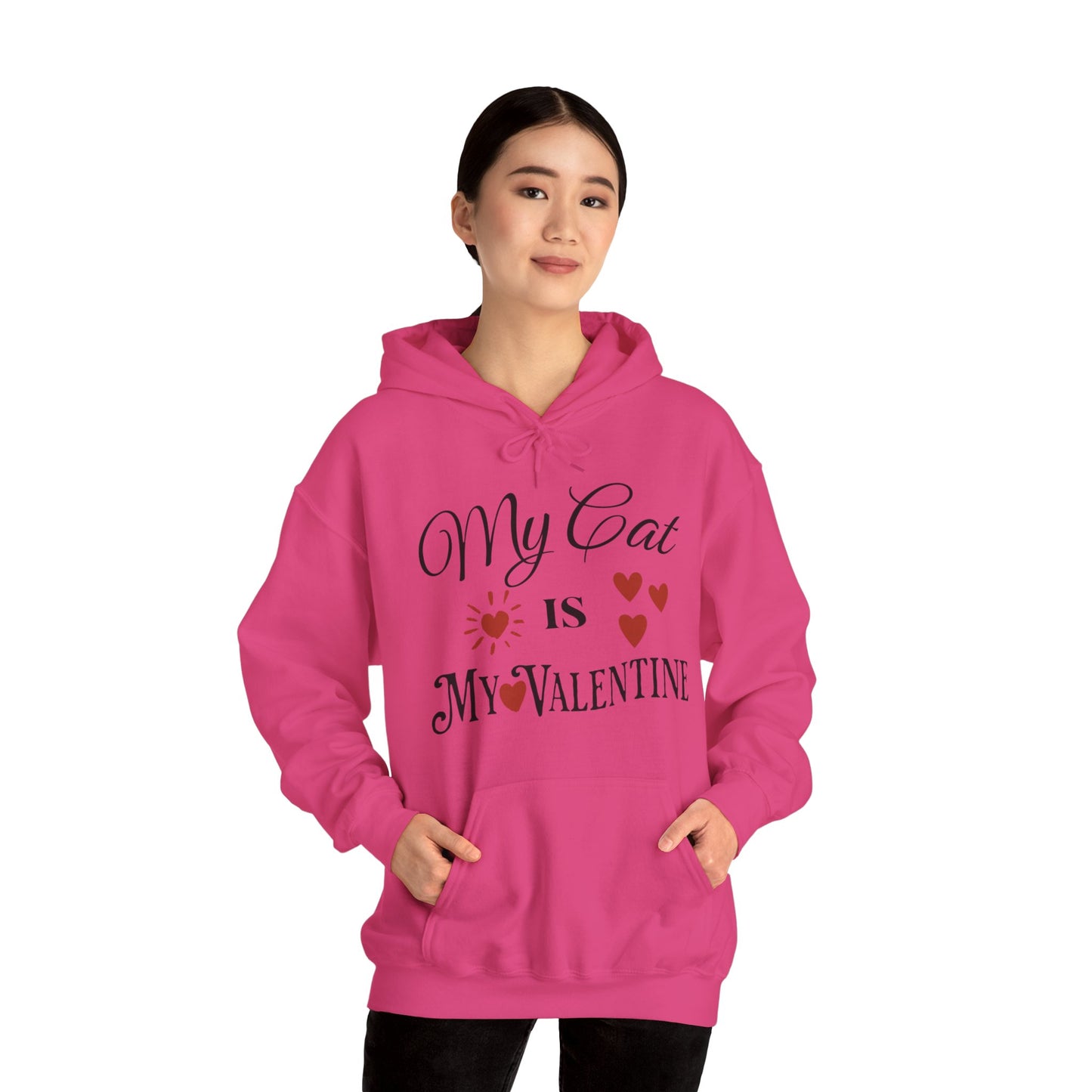 My Cat Is My Valentine - Unisex Heavy Blend™ Hooded Sweatshirt