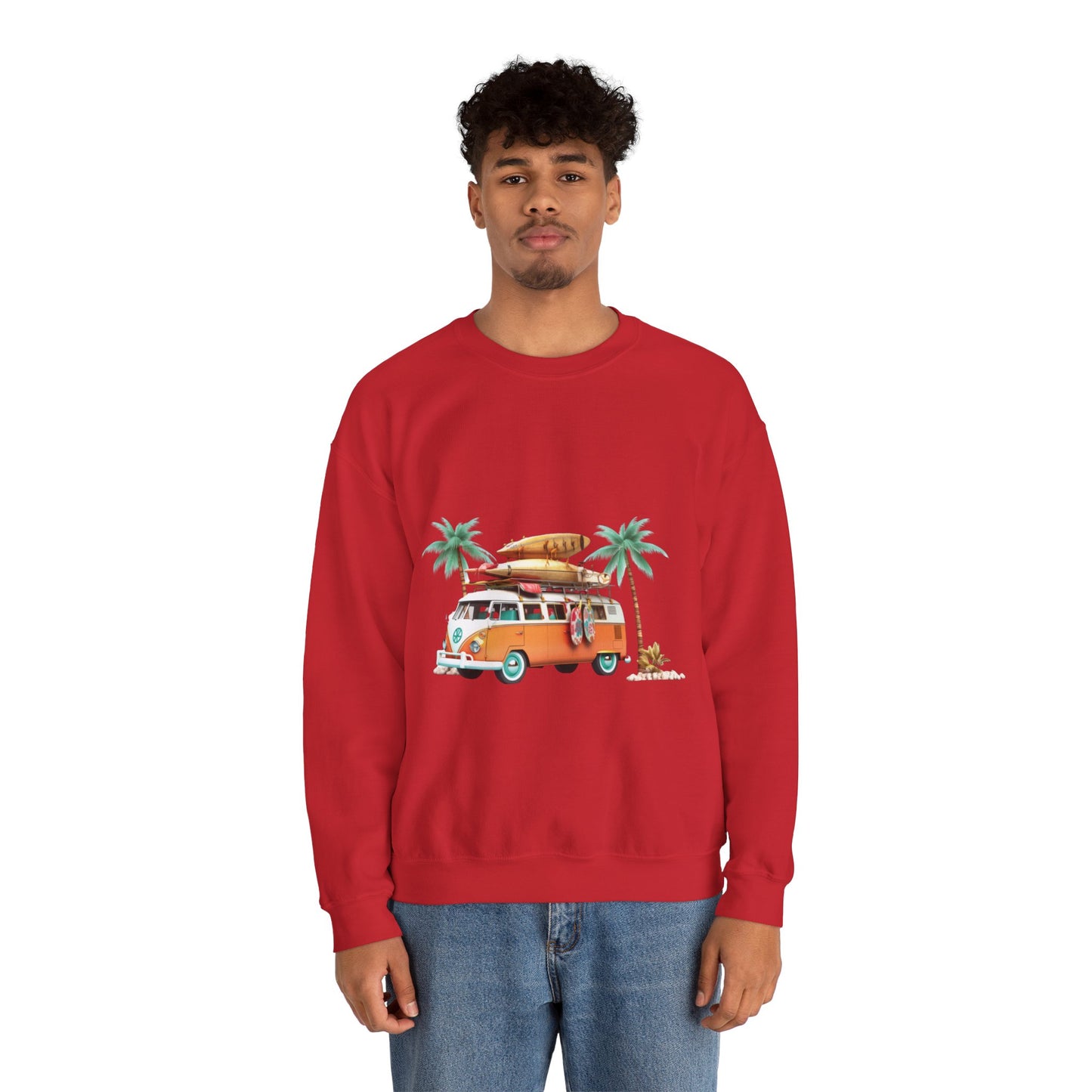 Retro Surf Van - Unisex Heavy Blend™ Crewneck Sweatshirt