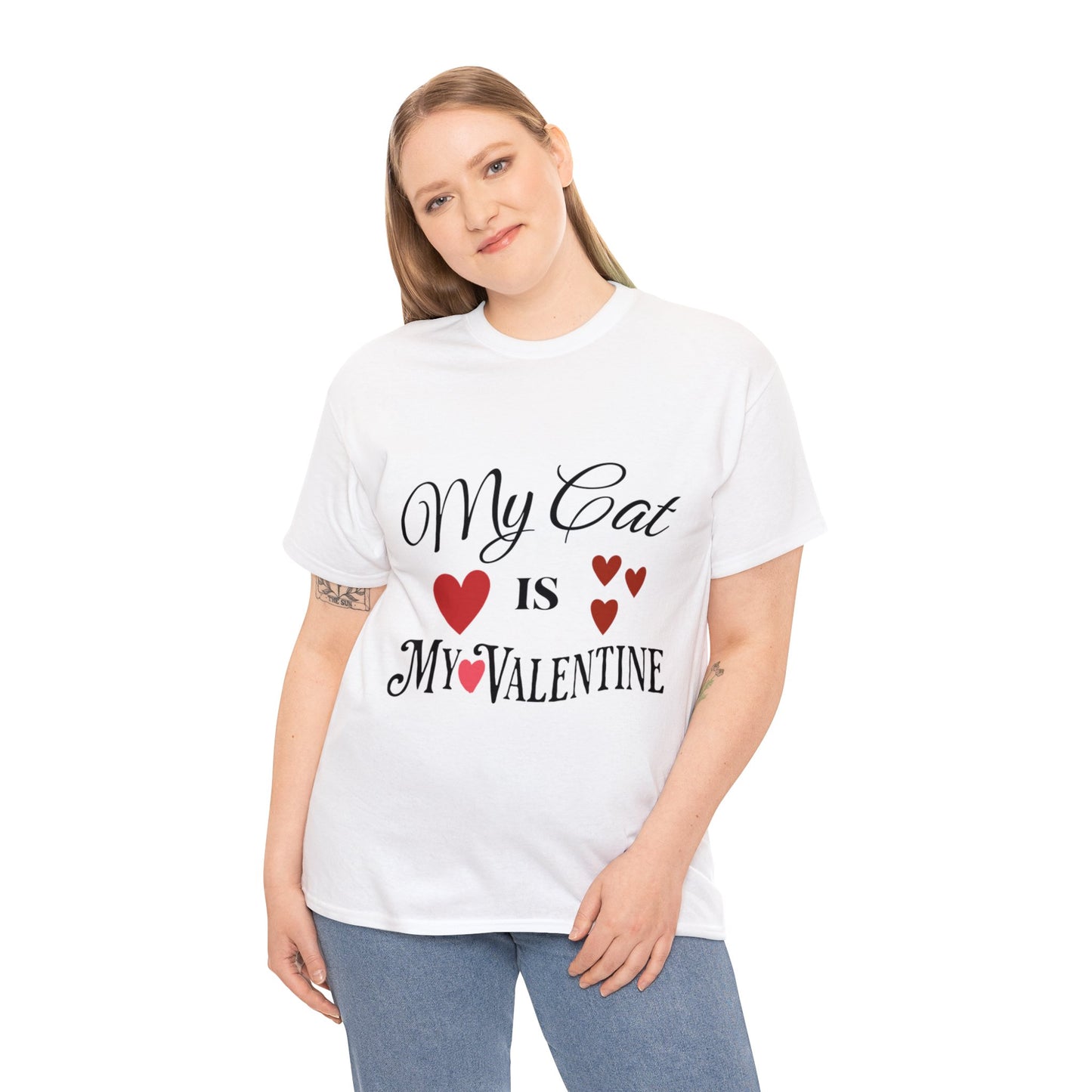 My Cat Is My Valentine1 - Unisex Heavy Cotton Tee