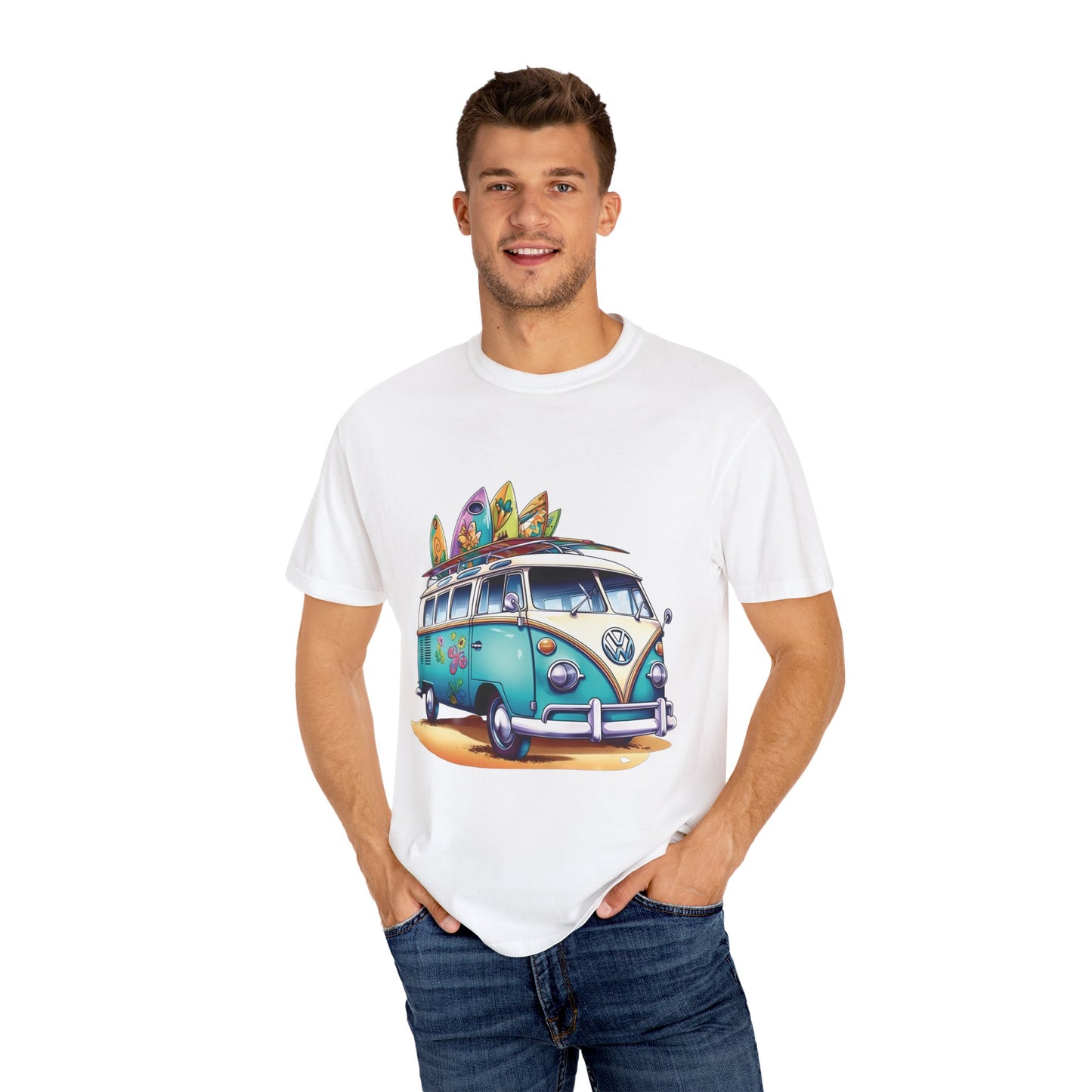 Retro Surf Van: Unisex Garment-Dyed T-shirt