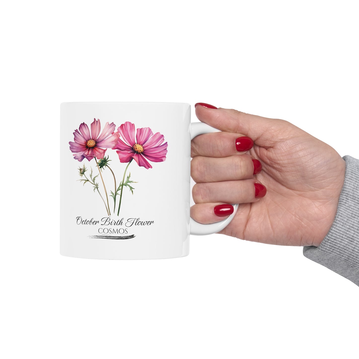 October Birth Flower (Cosmos): Ceramic Mug 11oz