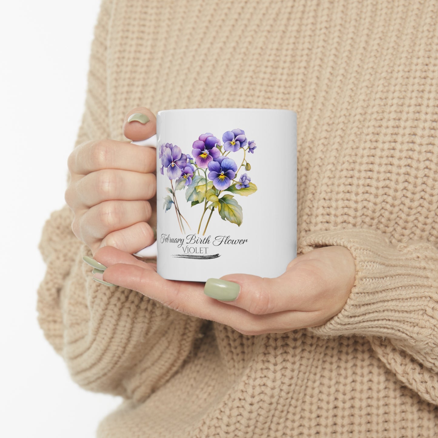 February Birth Flower (Violet): Ceramic Mug 11oz