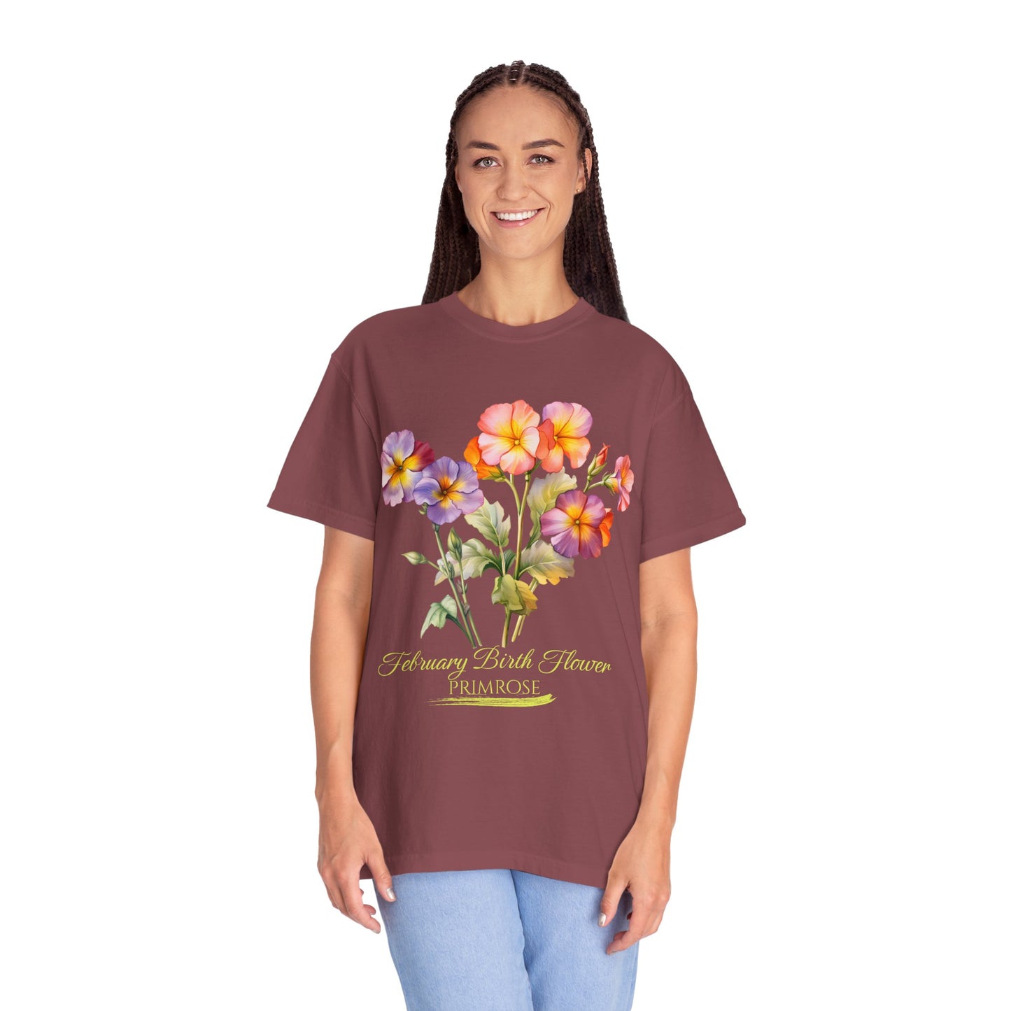 February Birth Flower "Violet" (For Dark Print) Unisex Garment-Dyed T-shirt