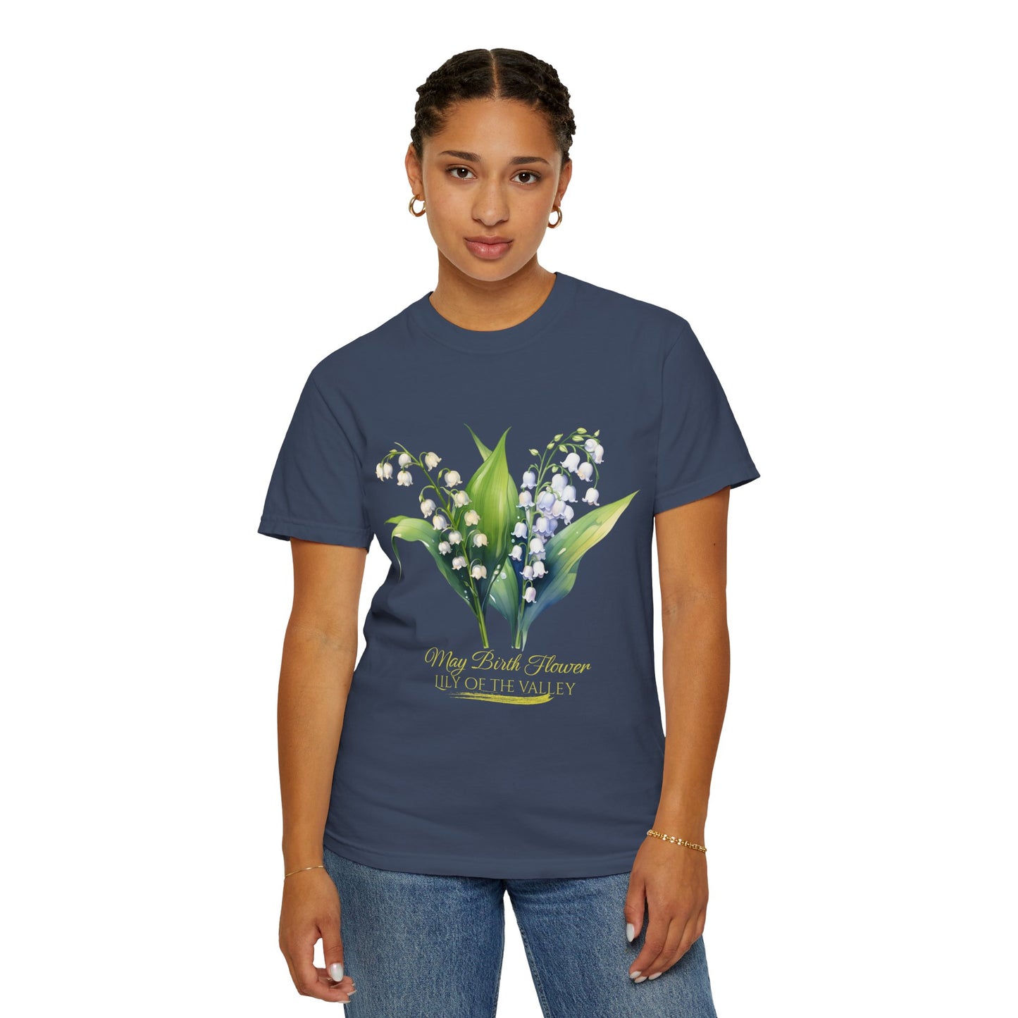 May Birth Flower "Lily of the Valley" (For Dark Fabric) - Unisex Garment-Dyed T-shirt