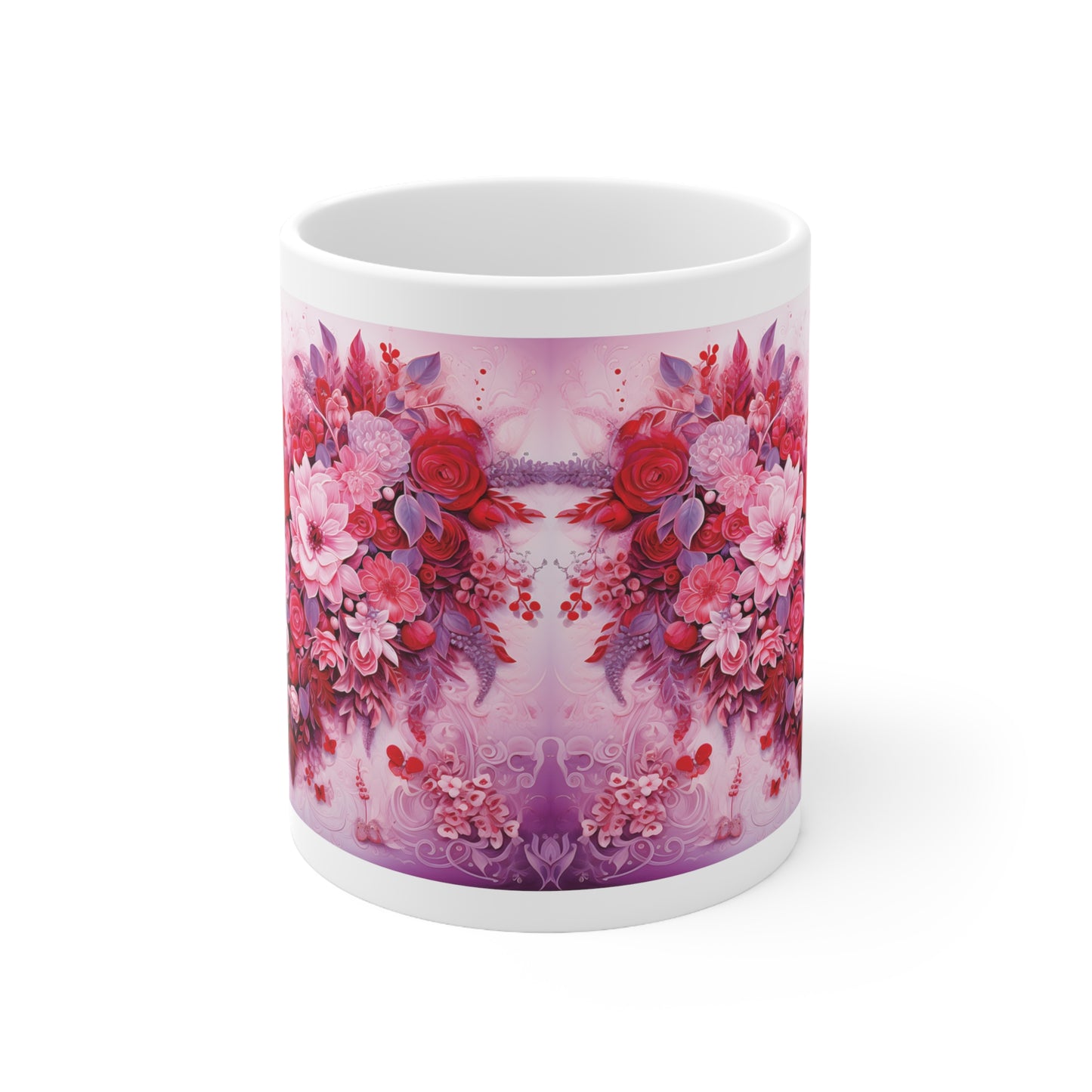 Valentine's Flower Heart: Ceramic Mug 11oz