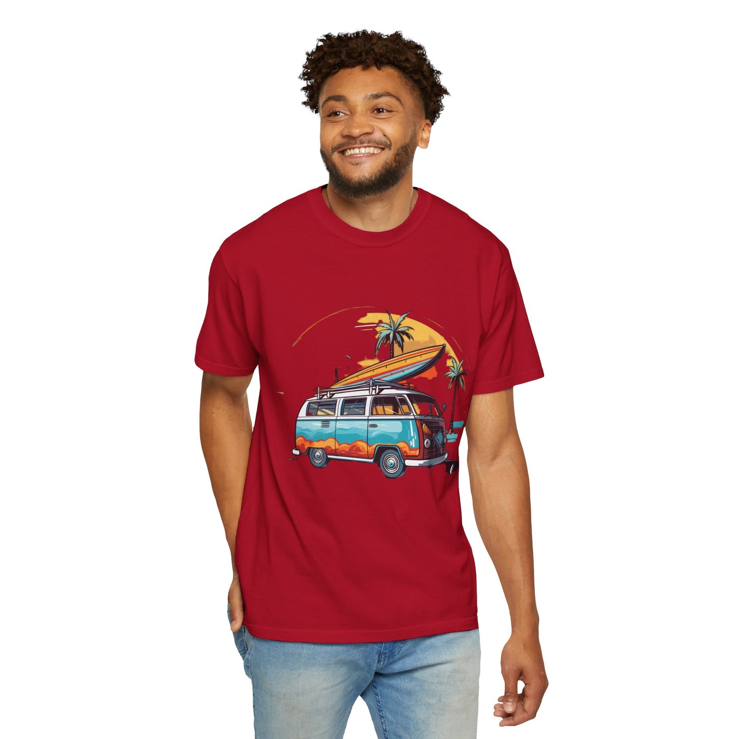 Retro Surf Van: Unisex Garment-Dyed T-shirt