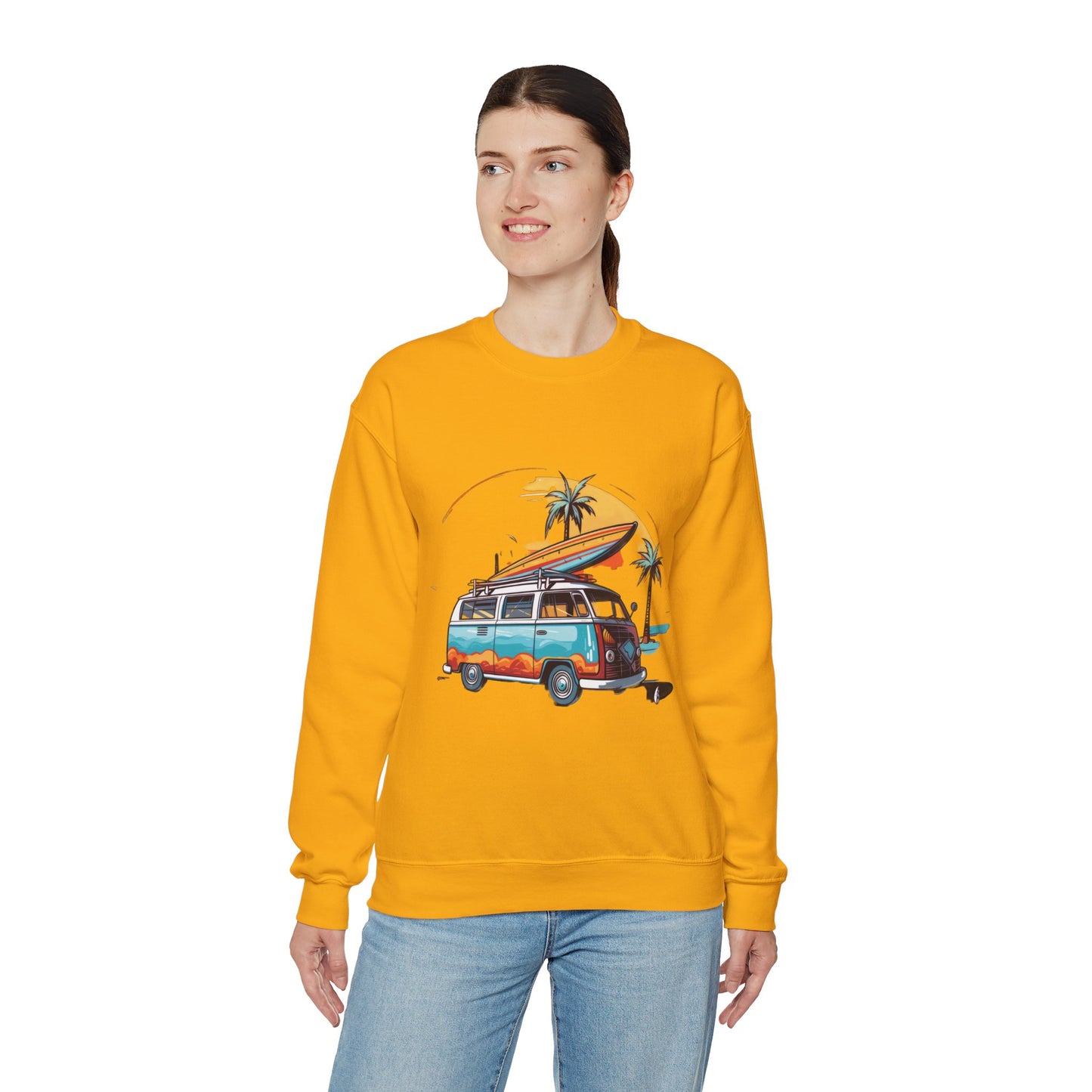 Retro Surf Van - Unisex Heavy Blend™ Crewneck Sweatshirt