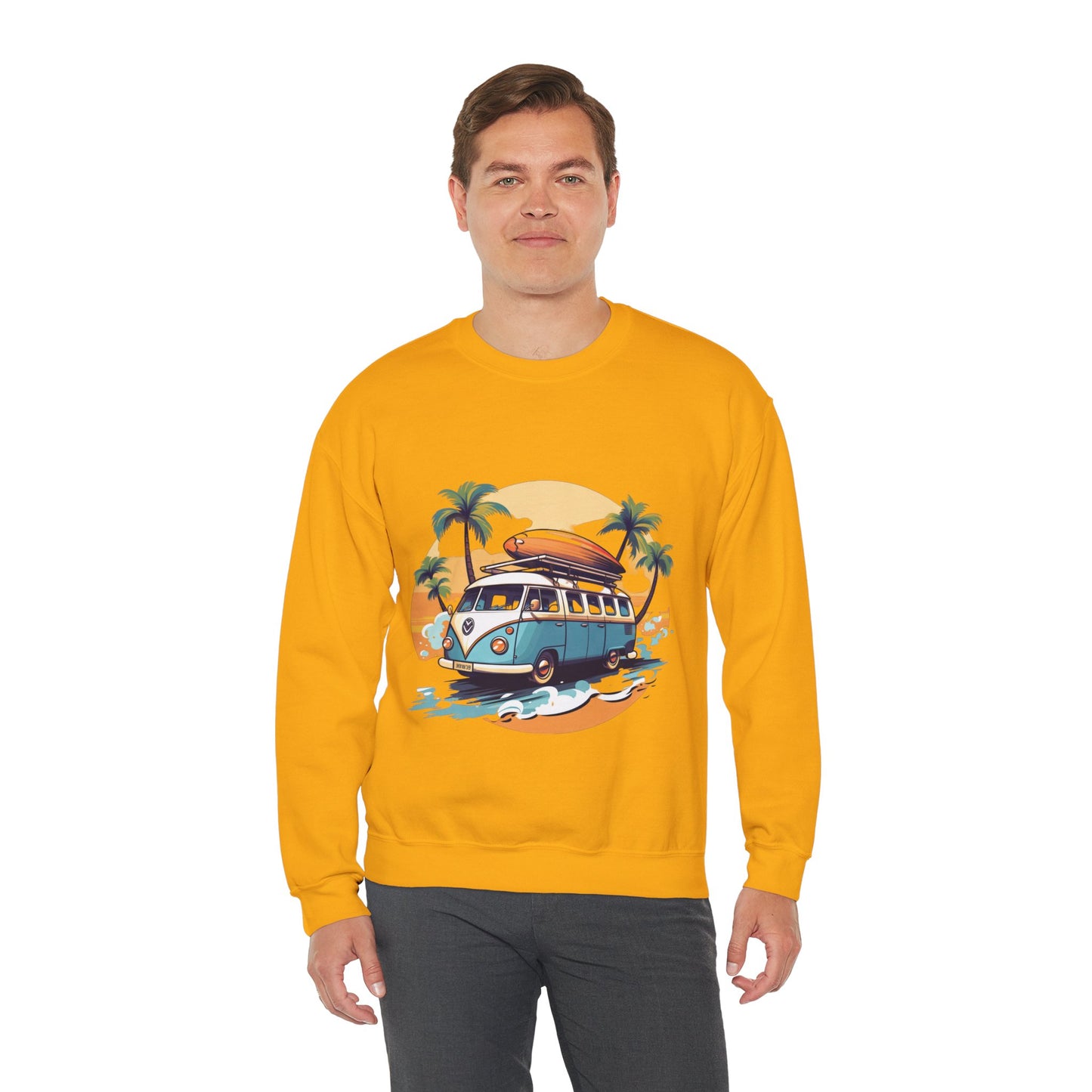 Retro Surf Van - Unisex Heavy Blend™ Crewneck Sweatshirt