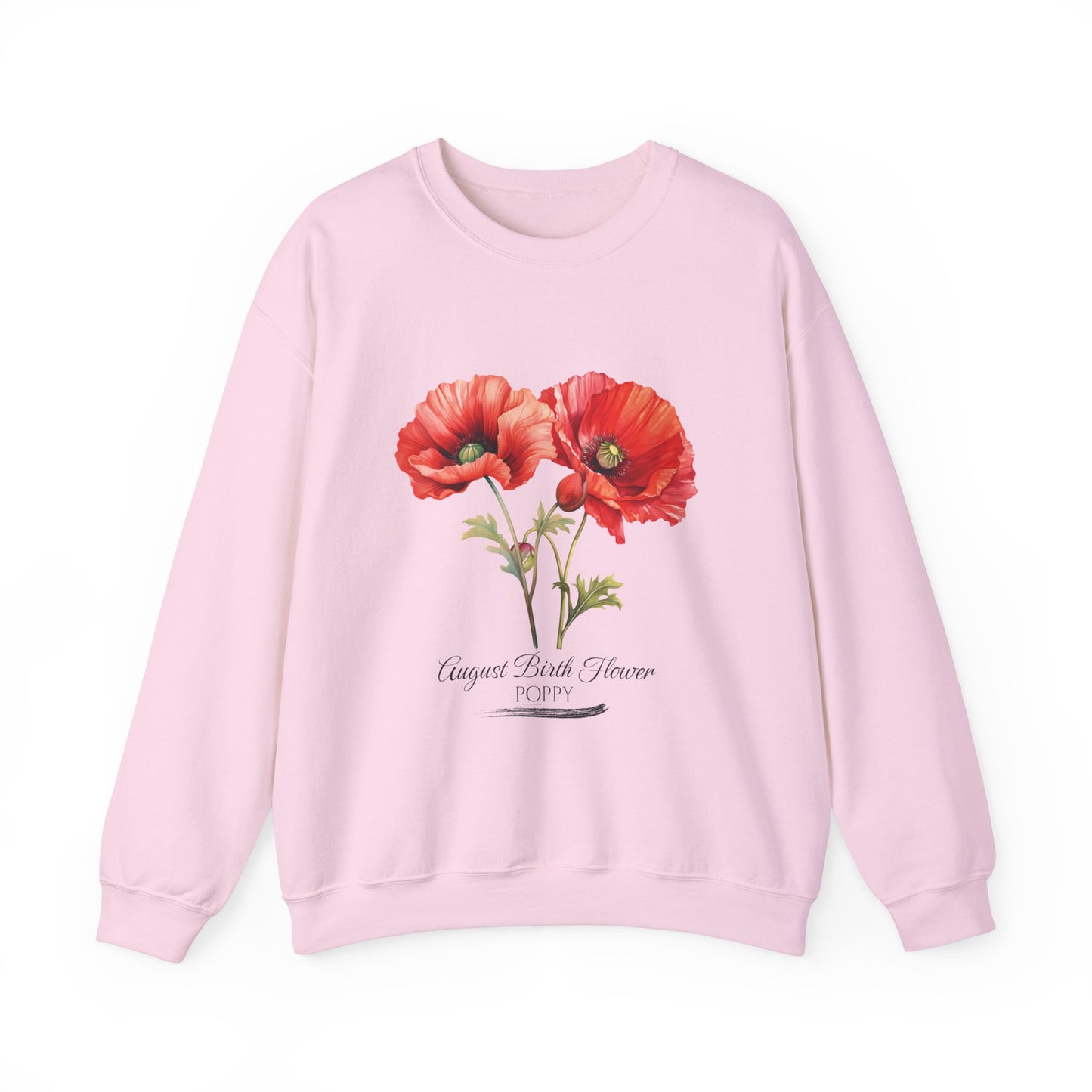 August Birth Flower (Poppy) - Unisex Heavy Blend™ Crewneck Sweatshirt