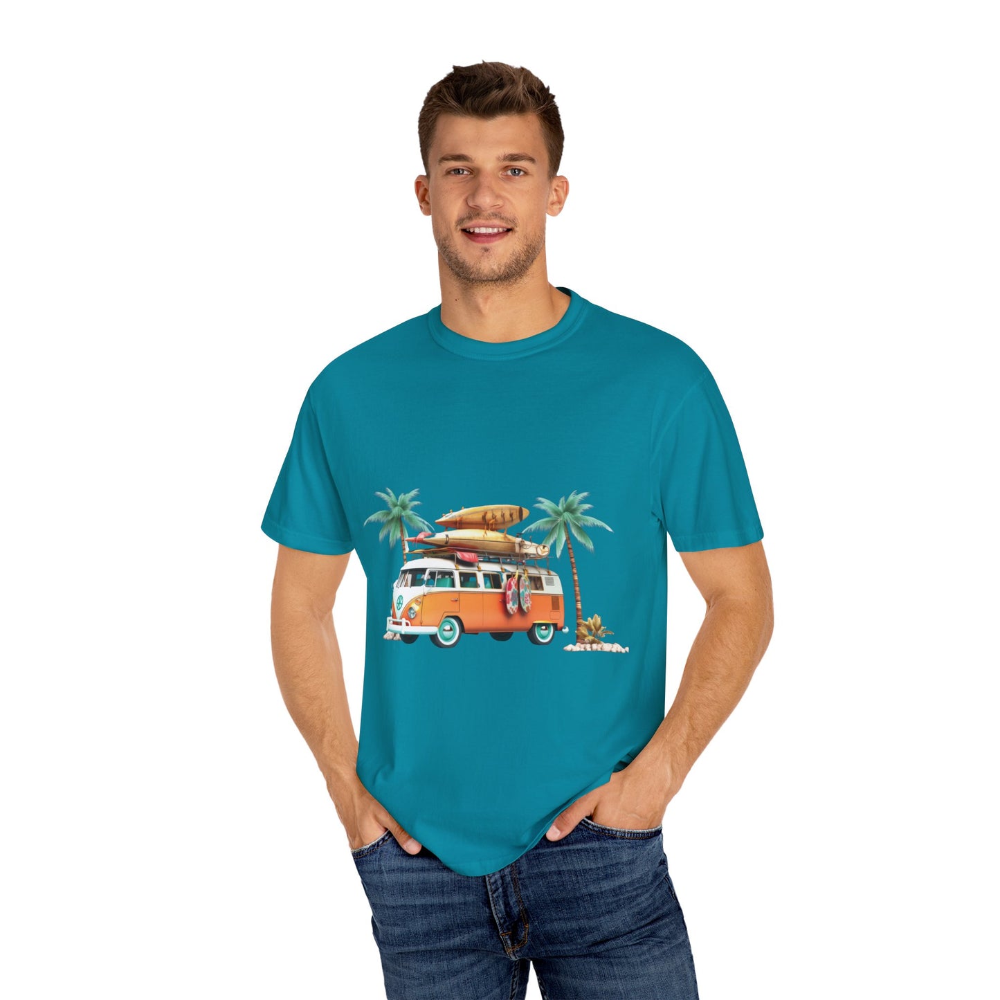 Retro Surf Van: Unisex Garment-Dyed T-shirt