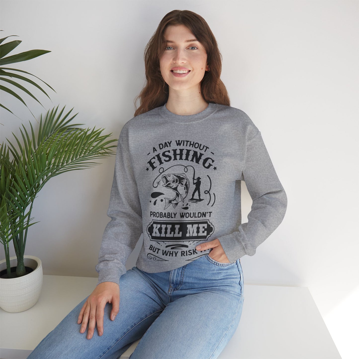 A day without fishing - Unisex Heavy Blend™ Crewneck Sweatshirt