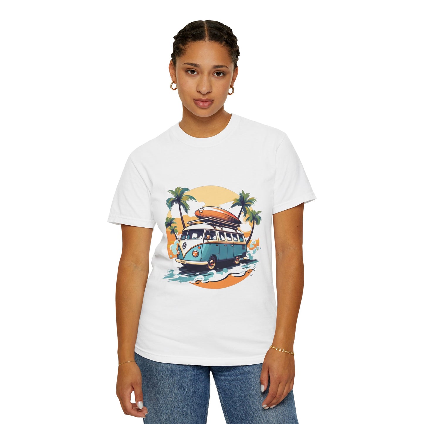 Retro Surf Van: Unisex Garment-Dyed T-shirt