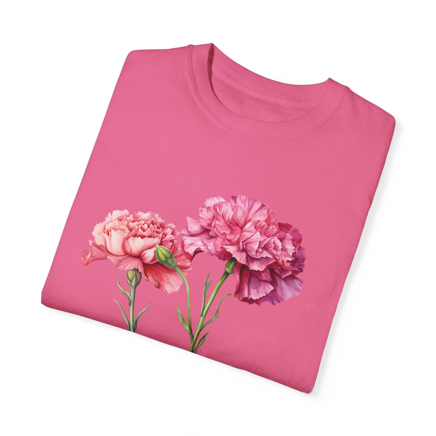 January Birth Flower "Carnation" - Unisex Garment-Dyed T-shirt