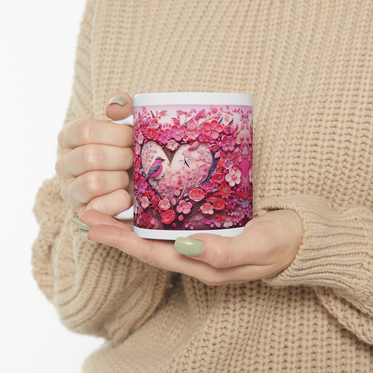 Valentine's Heart with birth: Ceramic Mug 11oz