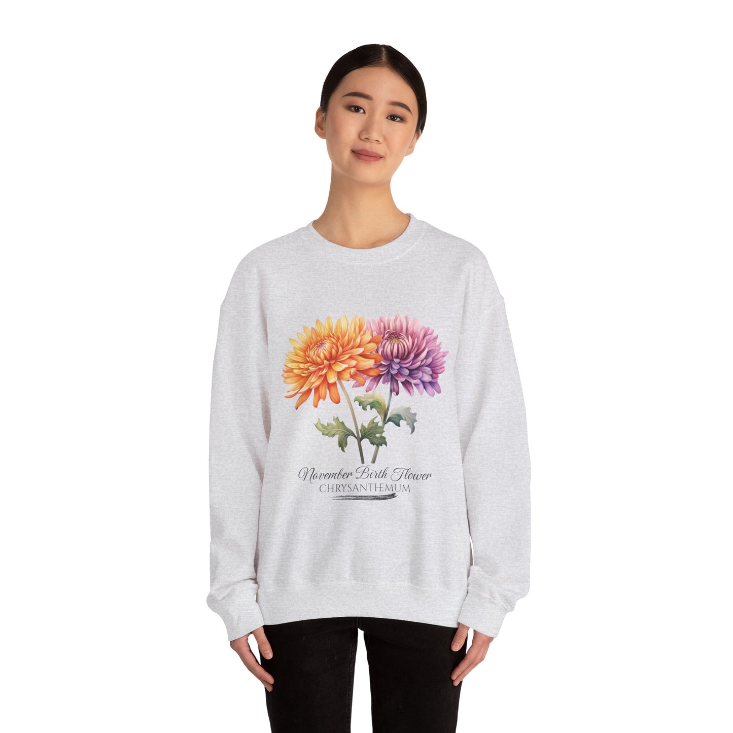 November Birth Flower (Chrysanthemum) - Unisex Heavy Blend™ Crewneck Sweatshirt