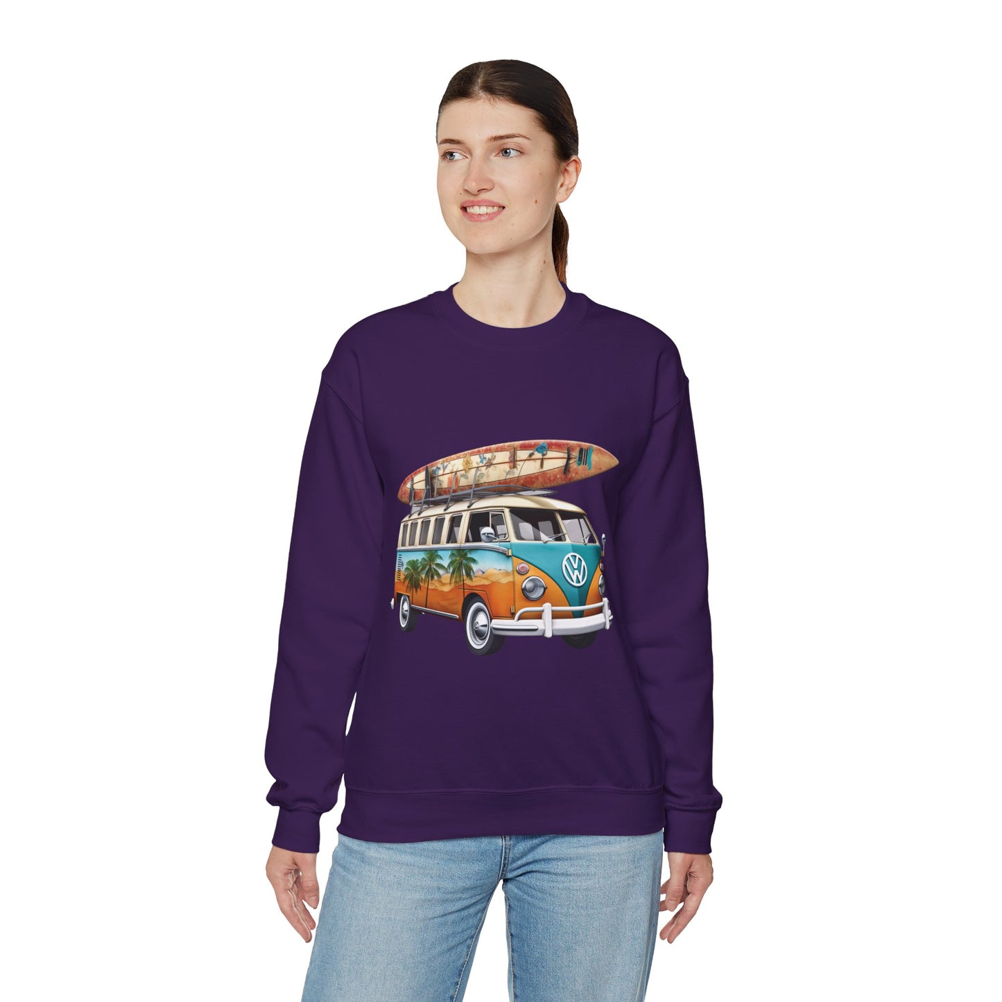 Retro Surf Van - Unisex Heavy Blend™ Crewneck Sweatshirt