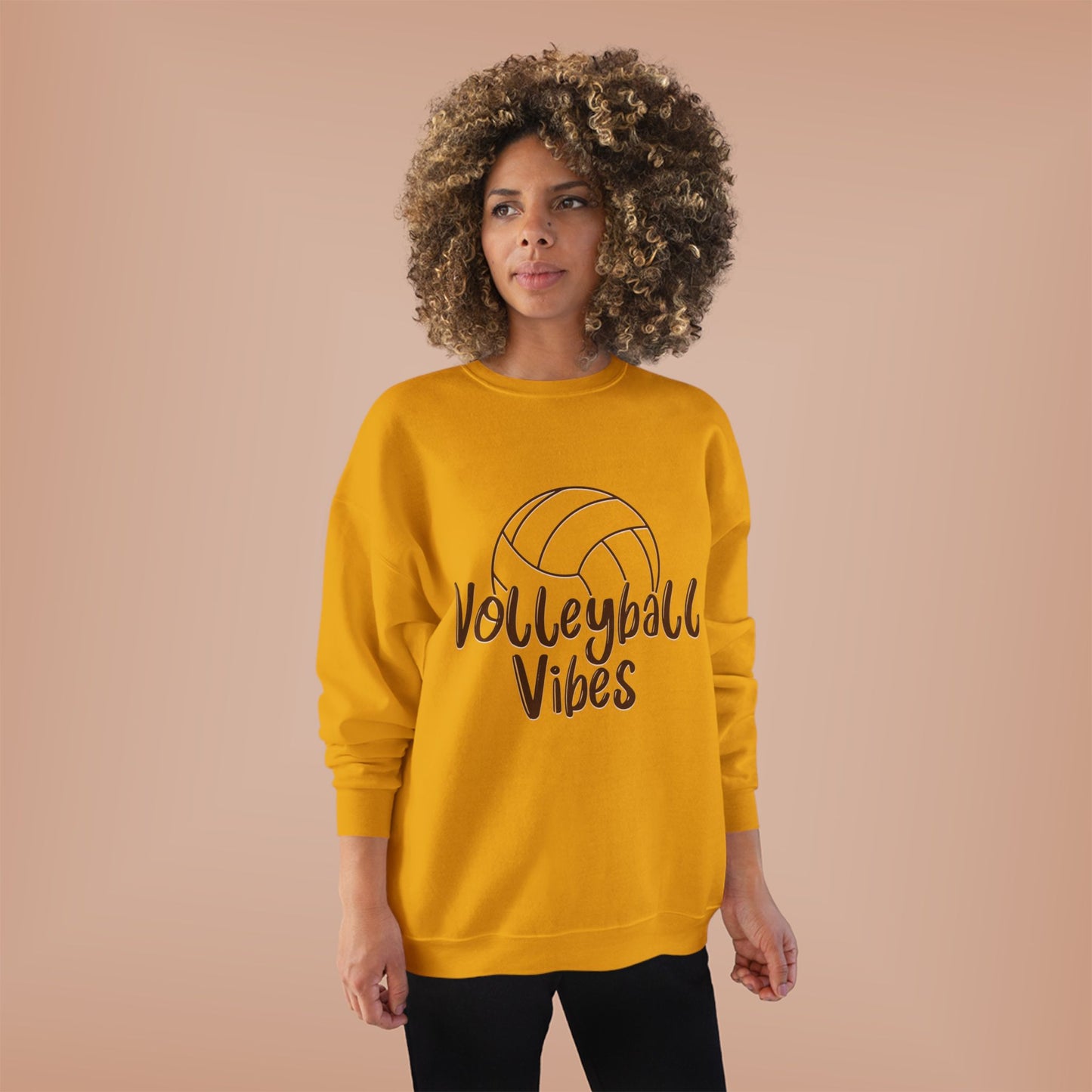 Unisex Volleyball Vibes Crewneck Sweatshirt, Trendy Sports Apparel, Cozy Gift for Athletes, Volleyball Lover's Gear, Eco-Friendly Fashion