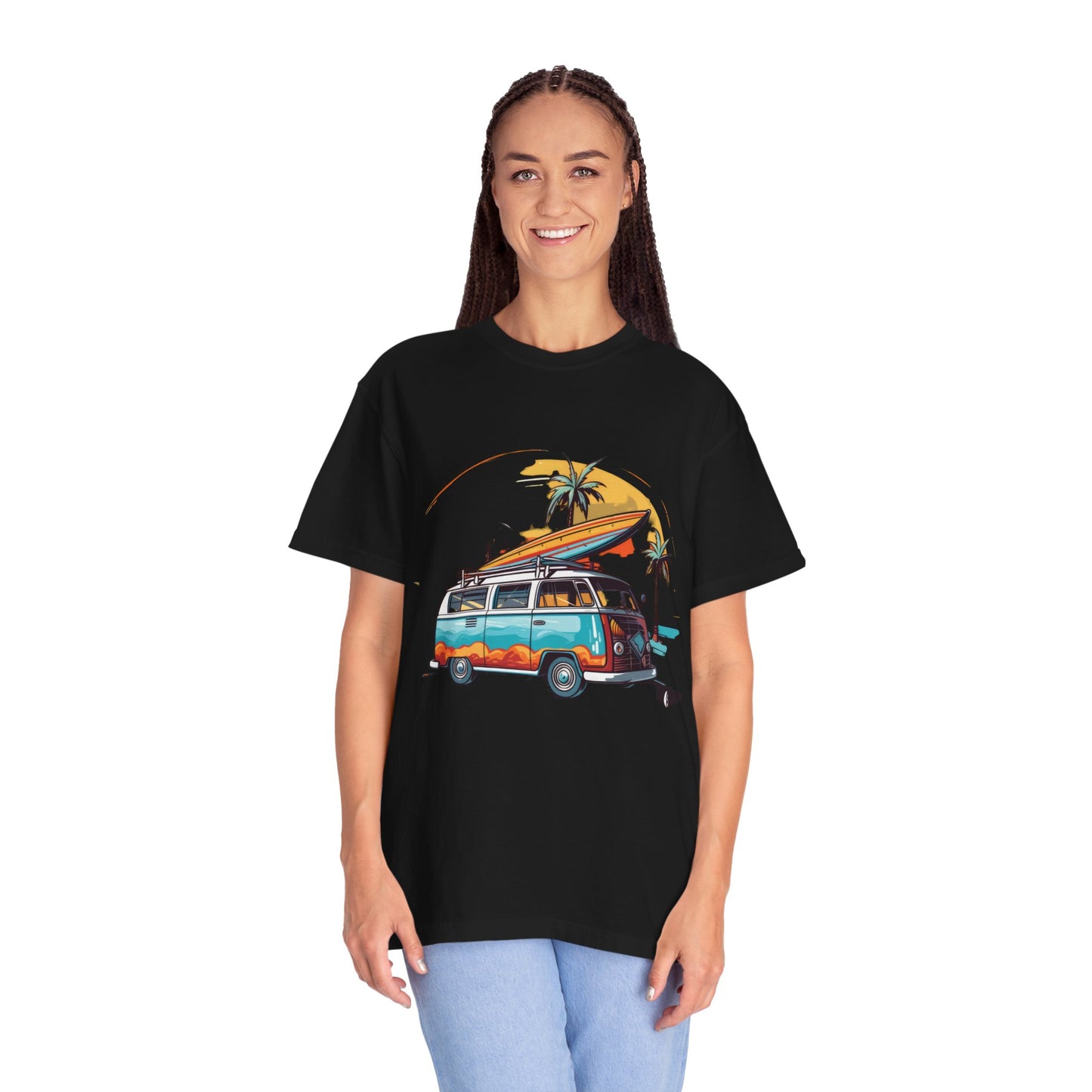 Retro Surf Van: Unisex Garment-Dyed T-shirt