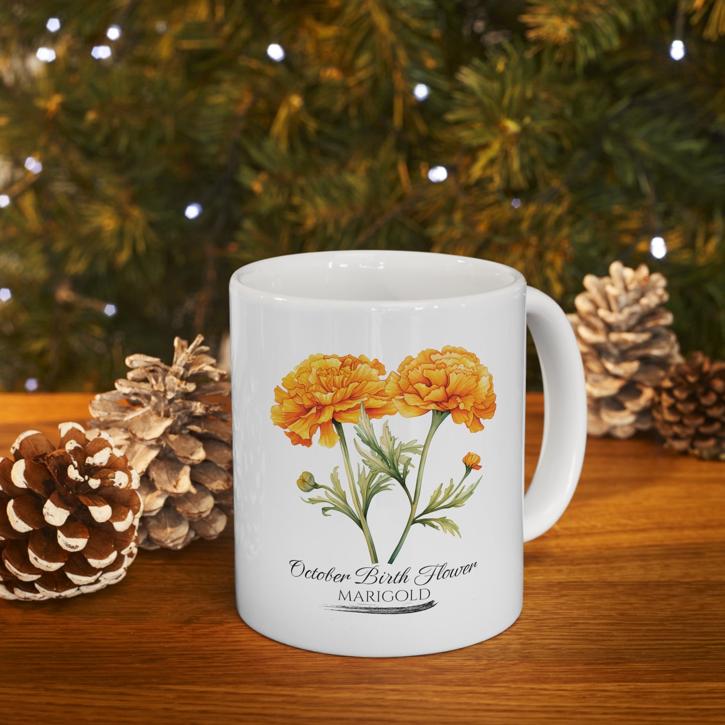 October Birth Flower (Marigold): Ceramic Mug 11oz