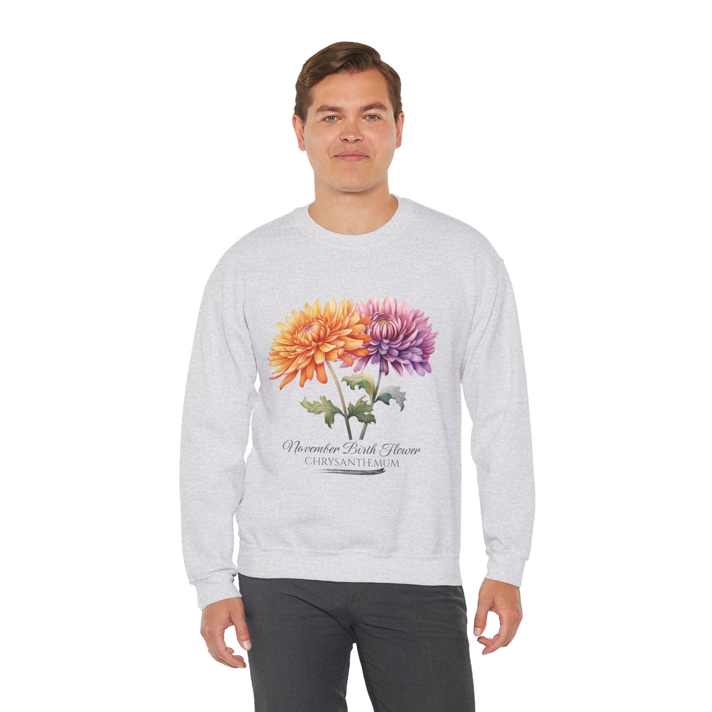 November Birth Flower (Chrysanthemum) - Unisex Heavy Blend™ Crewneck Sweatshirt